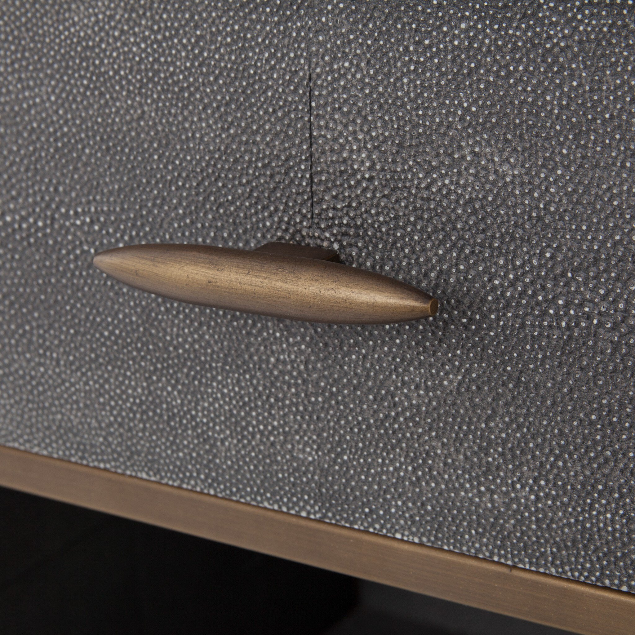 Four Hands Shagreen Bedside Table — Grey Shagreen-Antique Brass