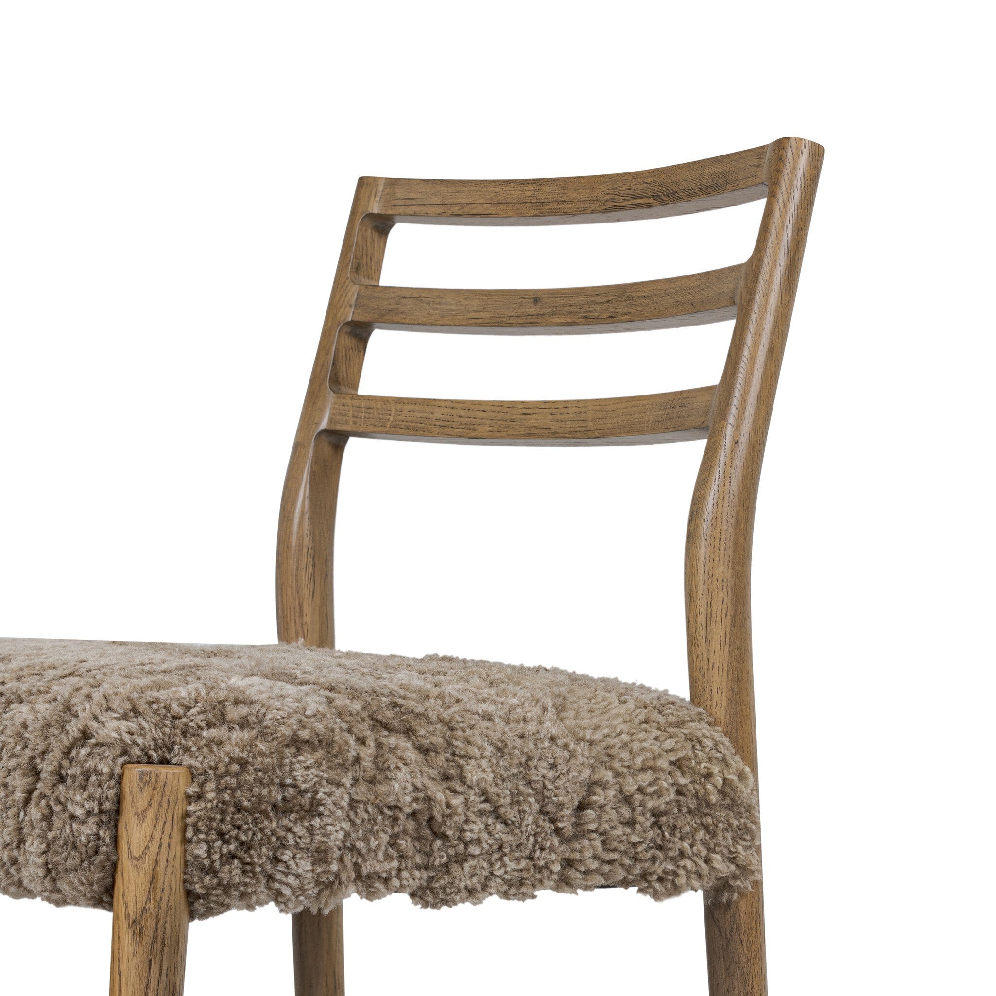 Four Hands Glenmore Dining Chair — Taupe Shearling-Smoked Oak