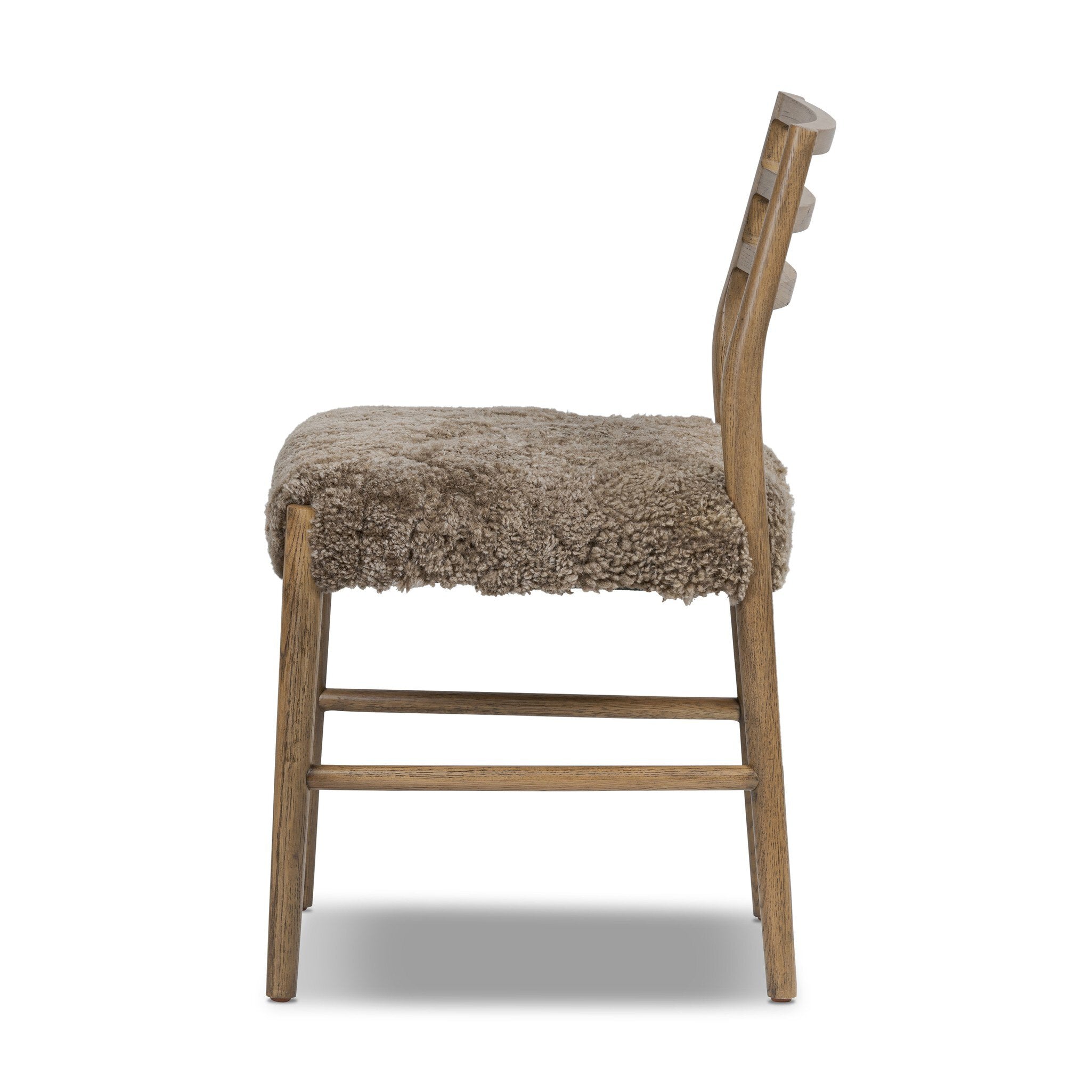 Four Hands Glenmore Dining Chair — Taupe Shearling-Smoked Oak
