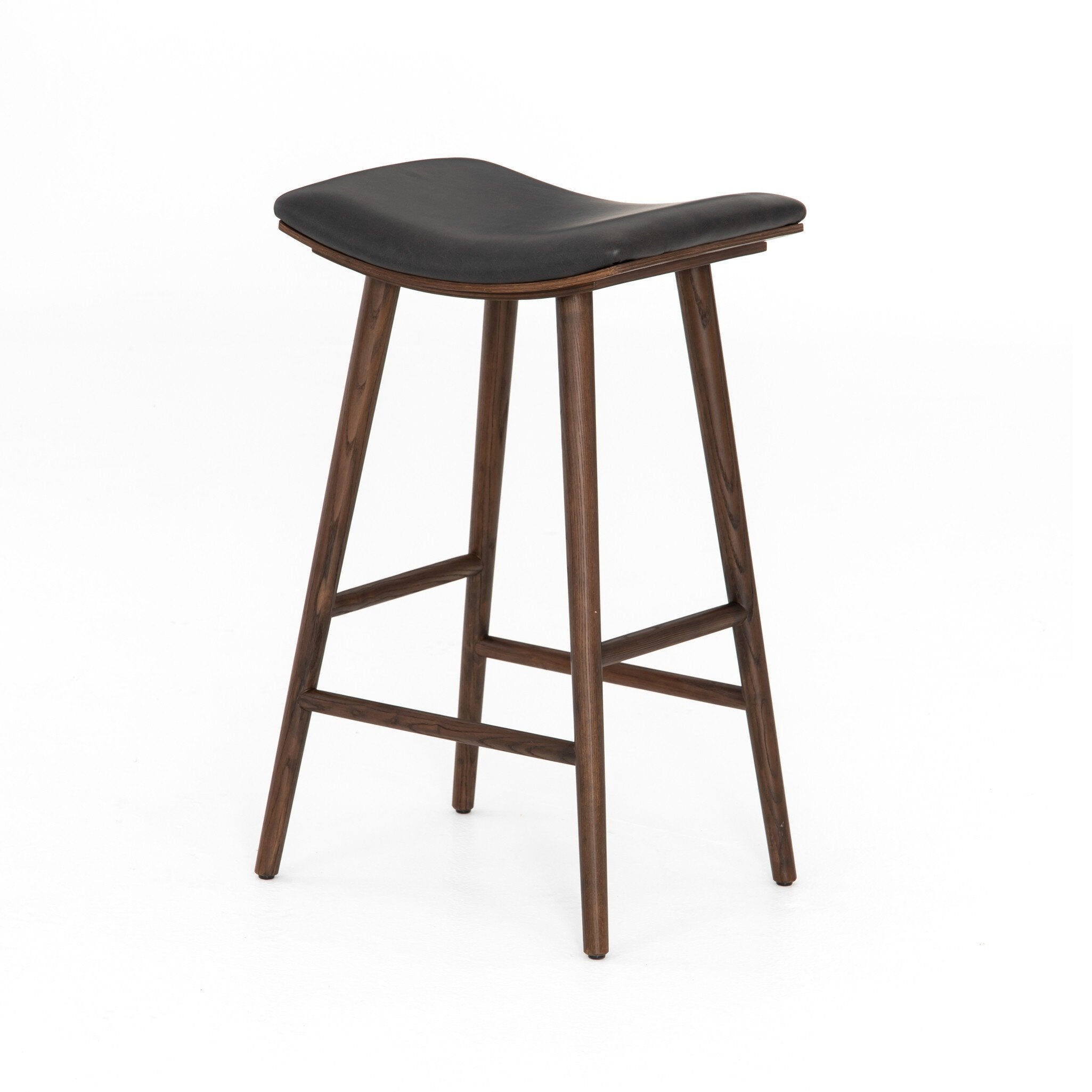 Four Hands Union Bar + Counter Stool — Distressed Black-Warm Parawood-Bar