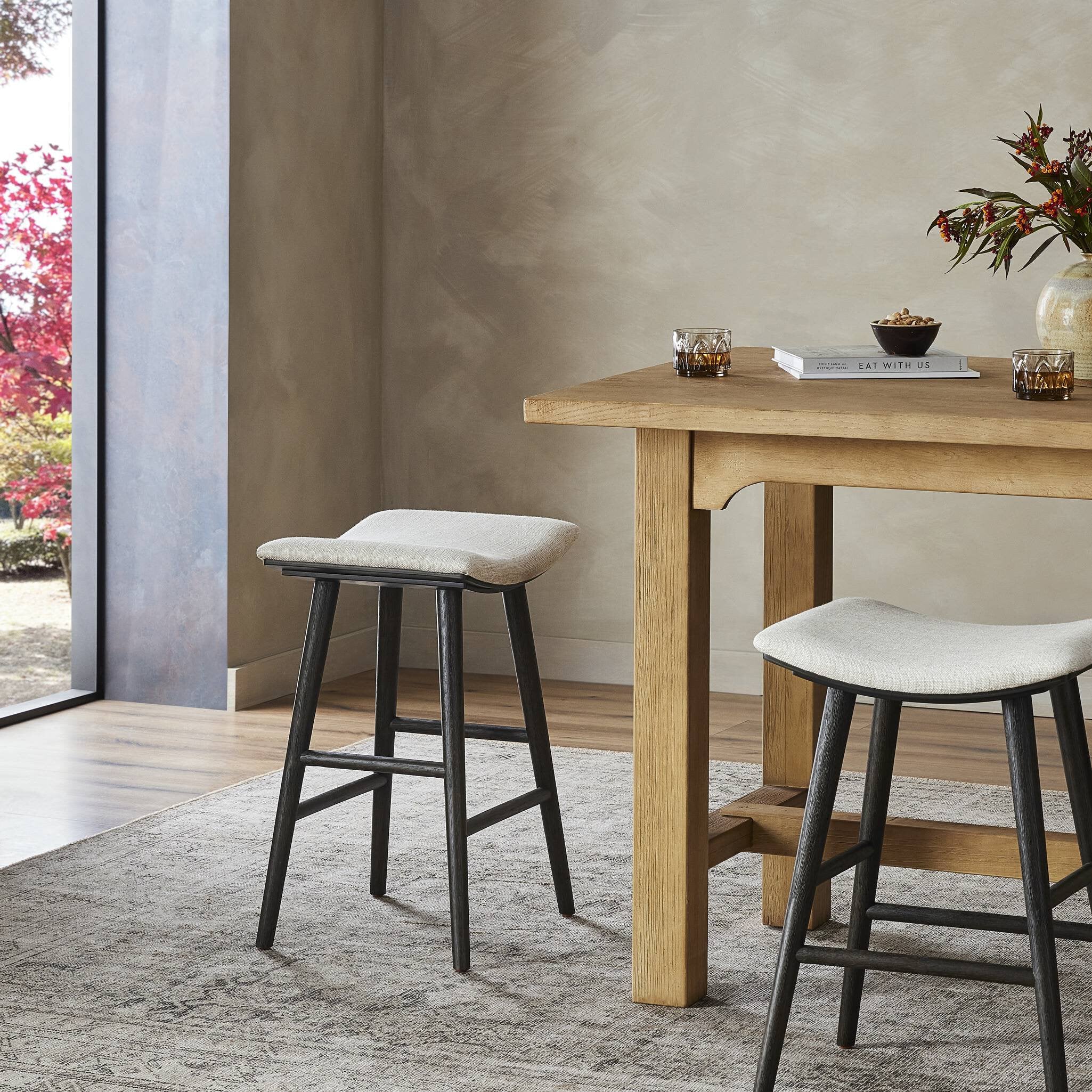 Four Hands Union Bar + Counter Stool — Essence Natural-Light Carbon Parawood-Counter