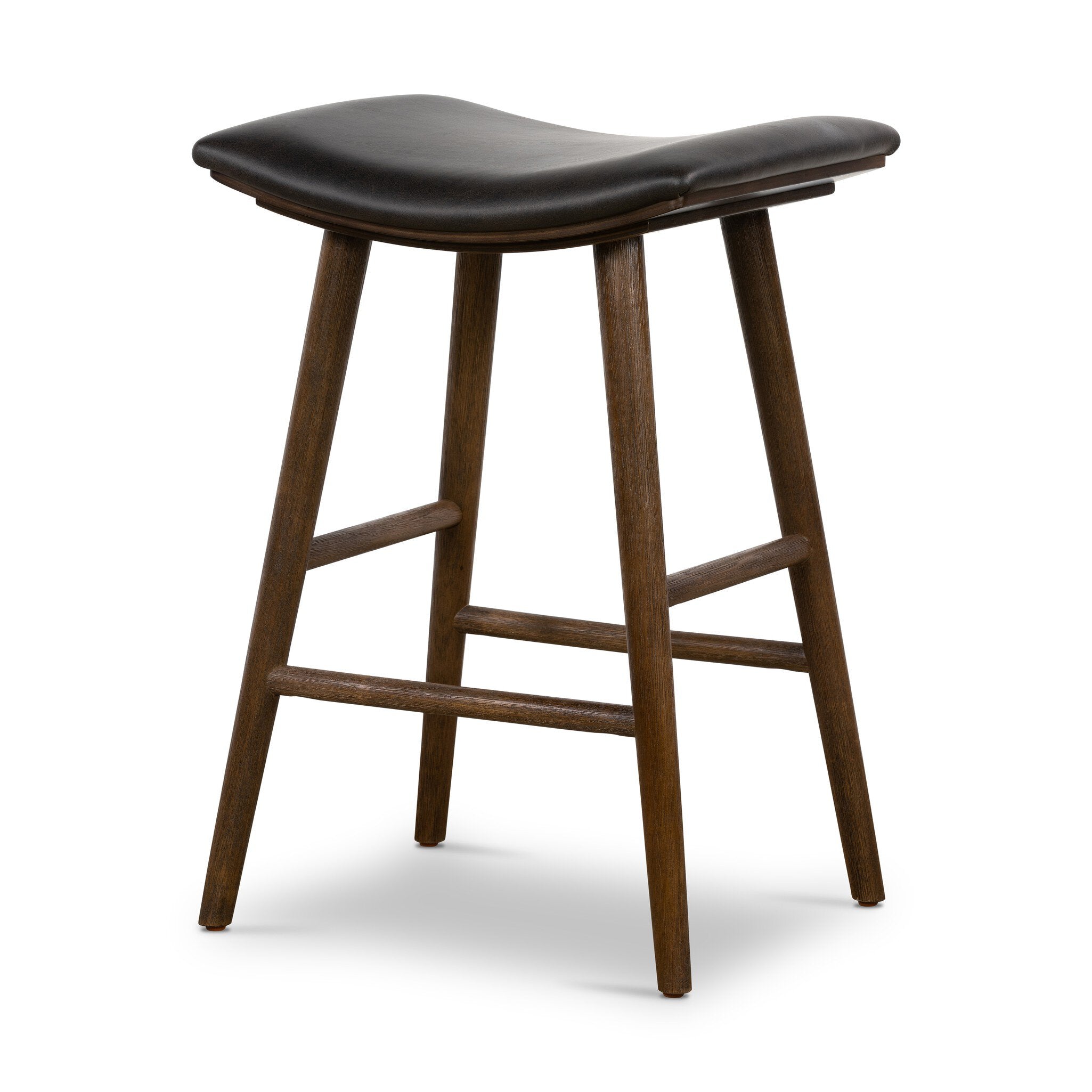 Four Hands Union Bar + Counter Stool — Distressed Black-Warm Parawood-Counter