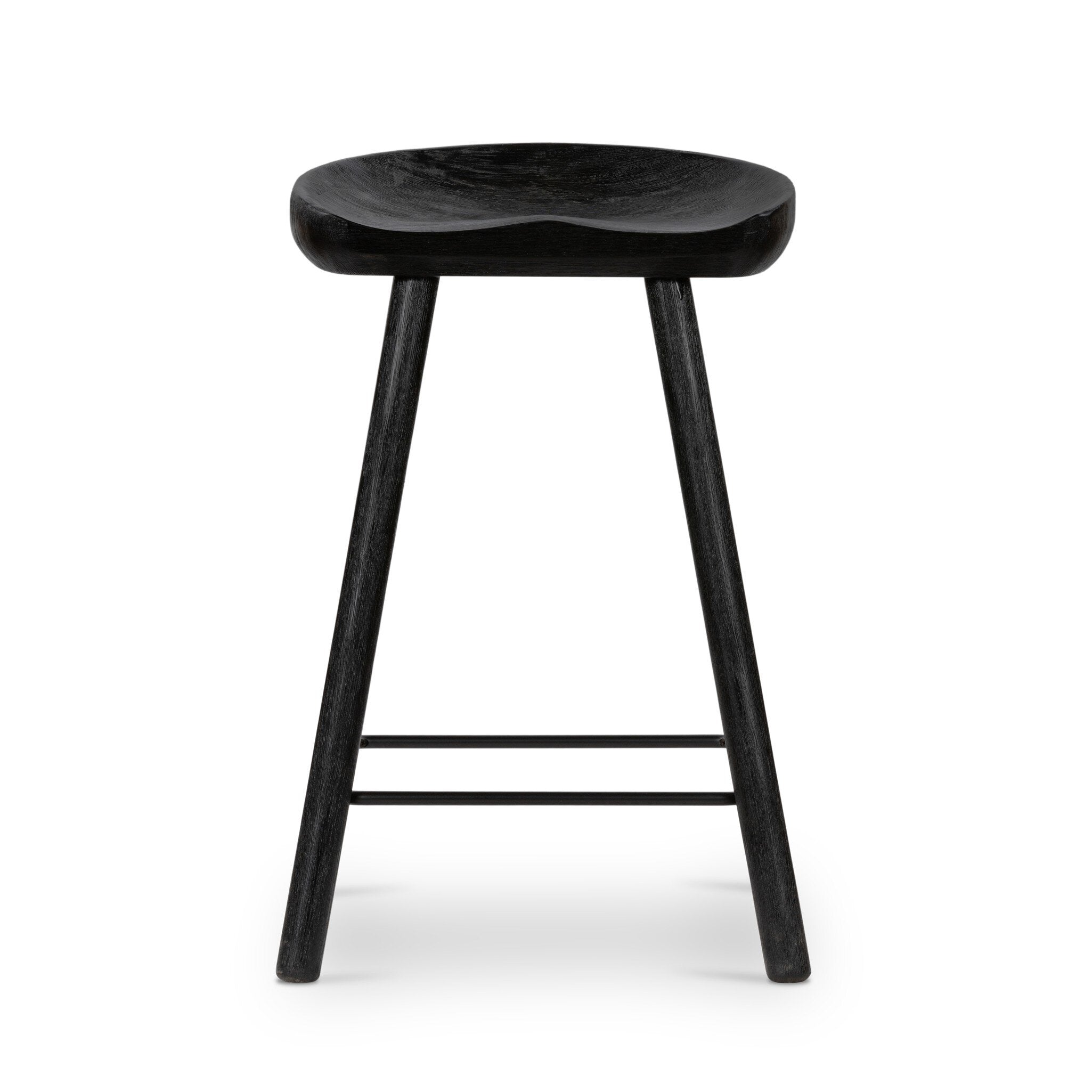 Four Hands Barrett Bar + Counter Stool — Matte Black Parawood-Matte Black Iron-Counter