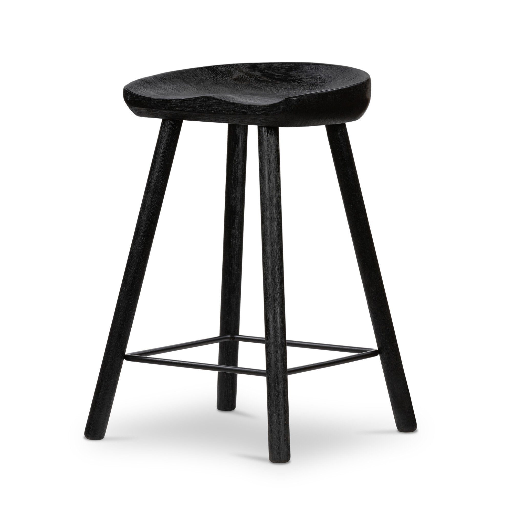 Four Hands Barrett Bar + Counter Stool — Matte Black Parawood-Matte Black Iron-Counter