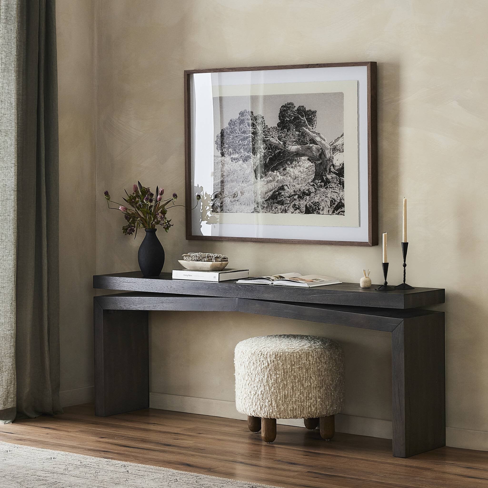 Four Hands Matthes Console Table - 79" — Smoked Black Veneer