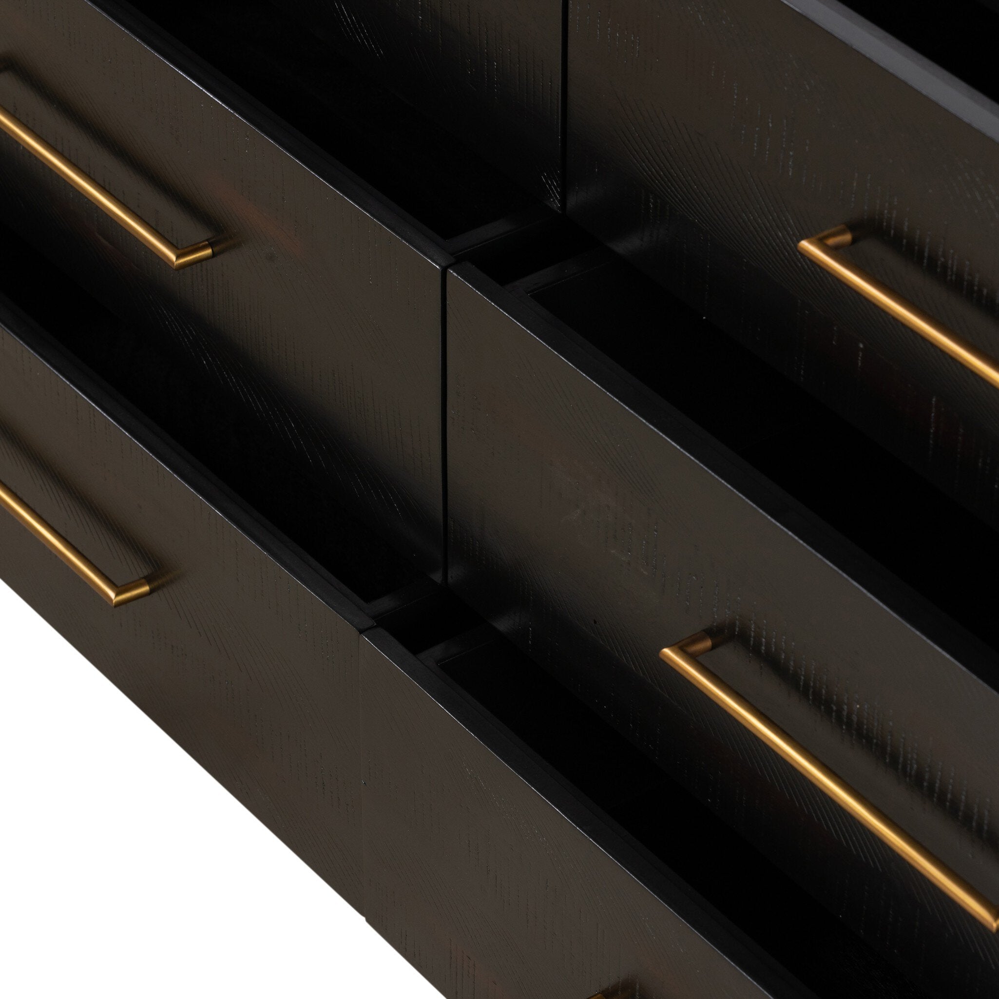 Four Hands Suki 6 Drawer Dresser — Burnished Black-Brass (Alexa Hardware)-Burnished Black Solid