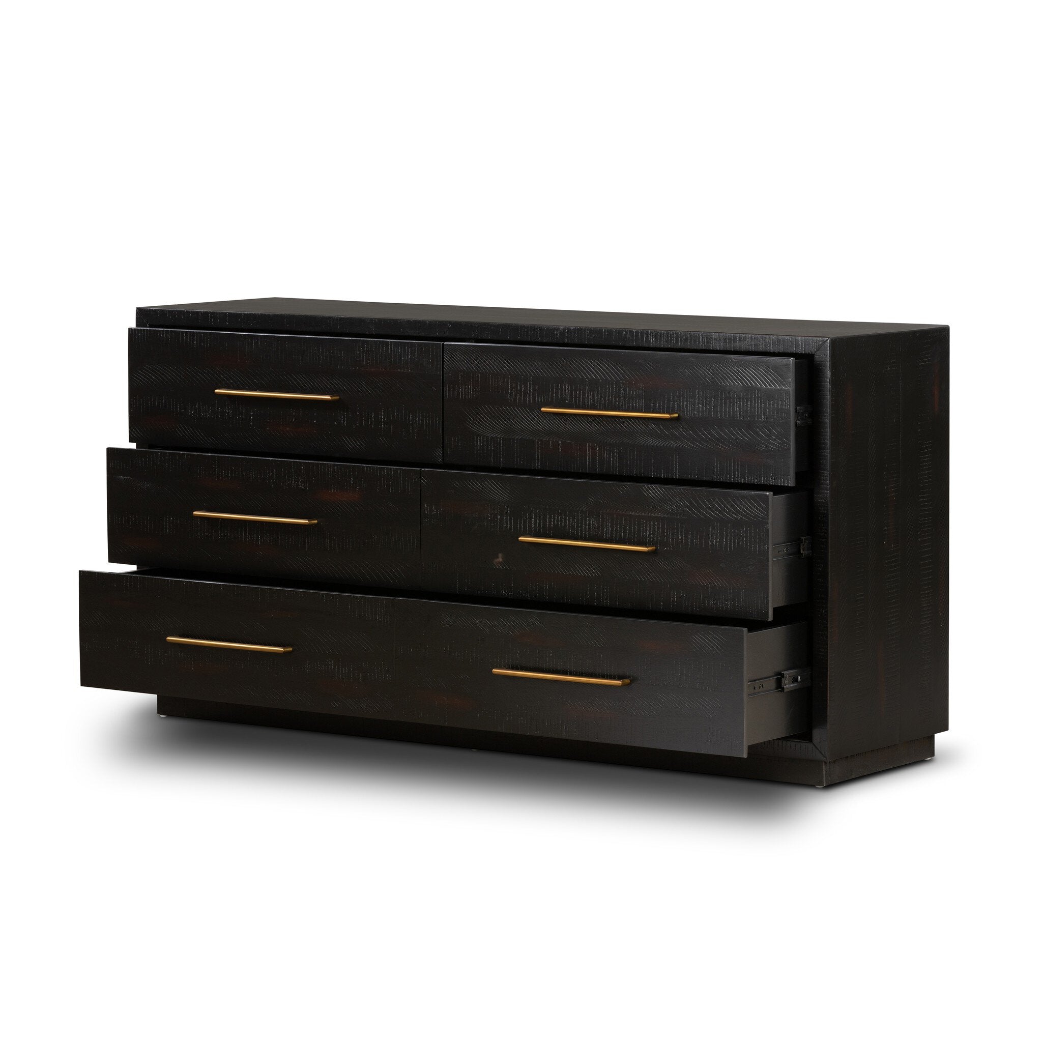 Four Hands Suki 6 Drawer Dresser — Burnished Black-Brass (Alexa Hardware)-Burnished Black Solid