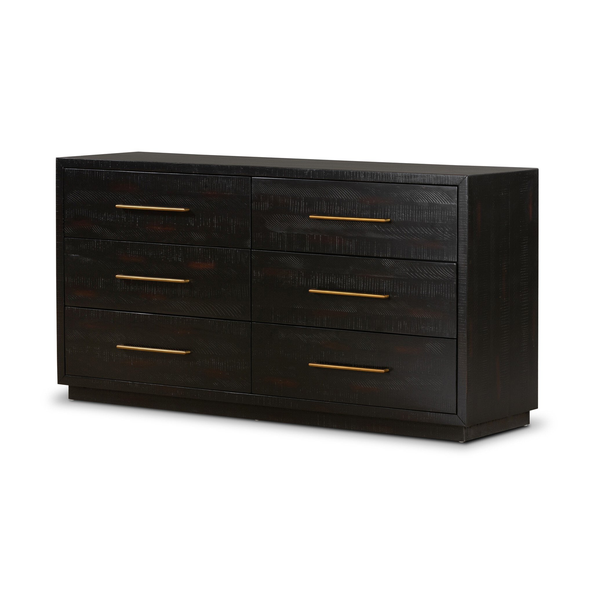 Four Hands Suki 6 Drawer Dresser — Burnished Black-Brass (Alexa Hardware)-Burnished Black Solid