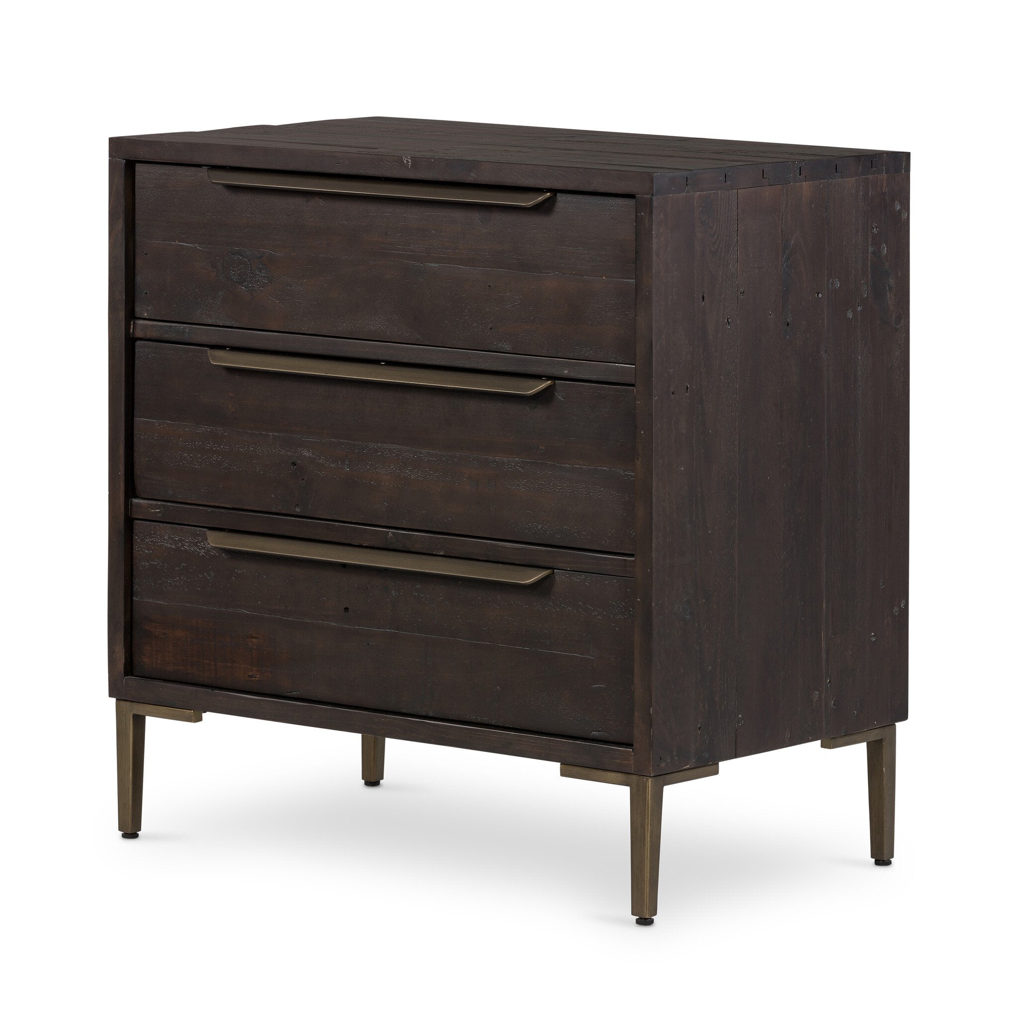 Four Hands Wyeth 3 Drawer Dresser — Dark Carbon-Antique Brass