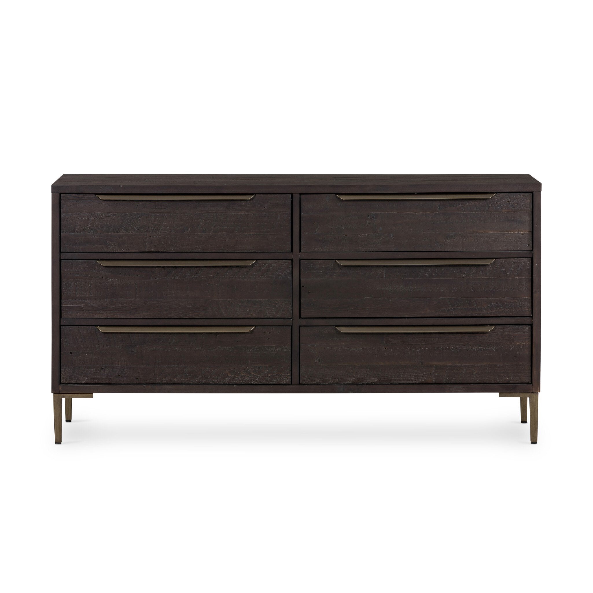 Four Hands Wyeth 6 Drawer Dresser — Dark Carbon-Antique Brass