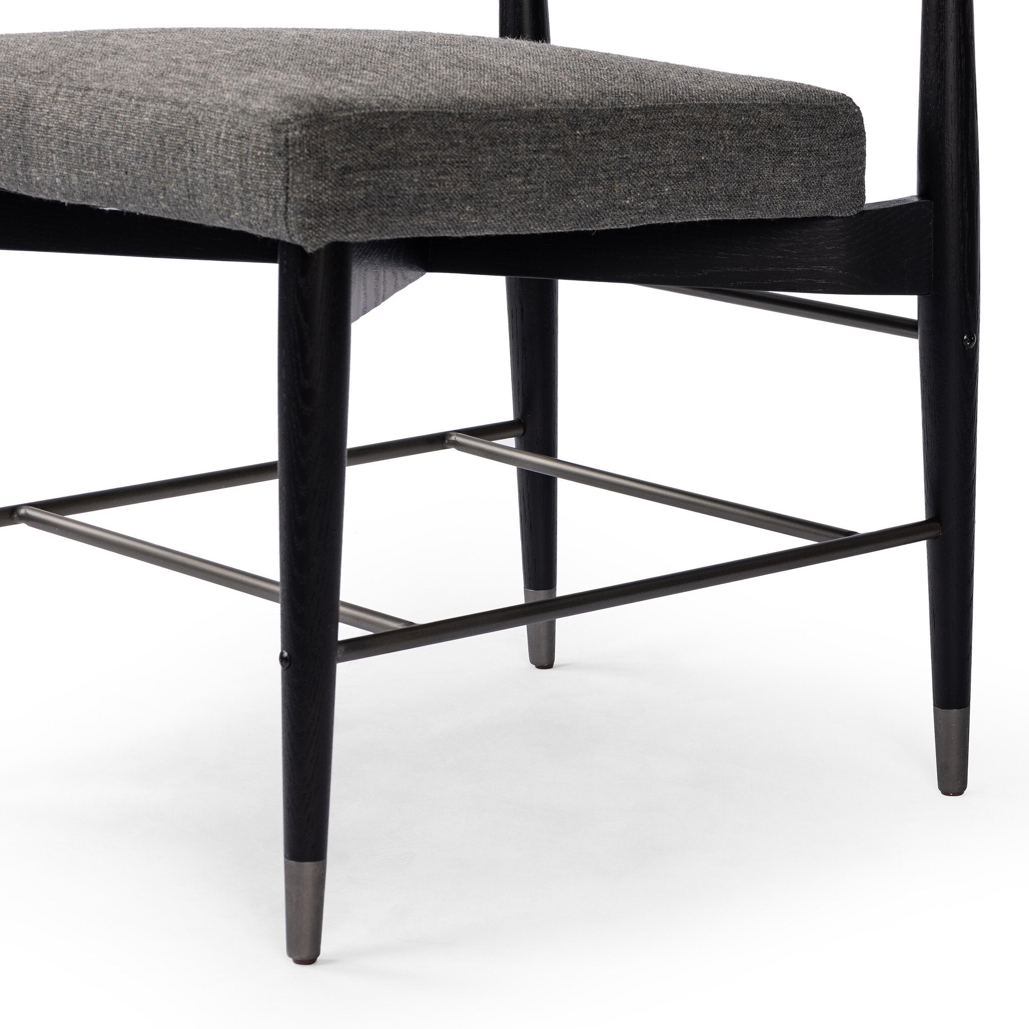Four Hands Anton Dining Chair — Alcala Graphite-Brushed Ebony Oak-Raw Iron