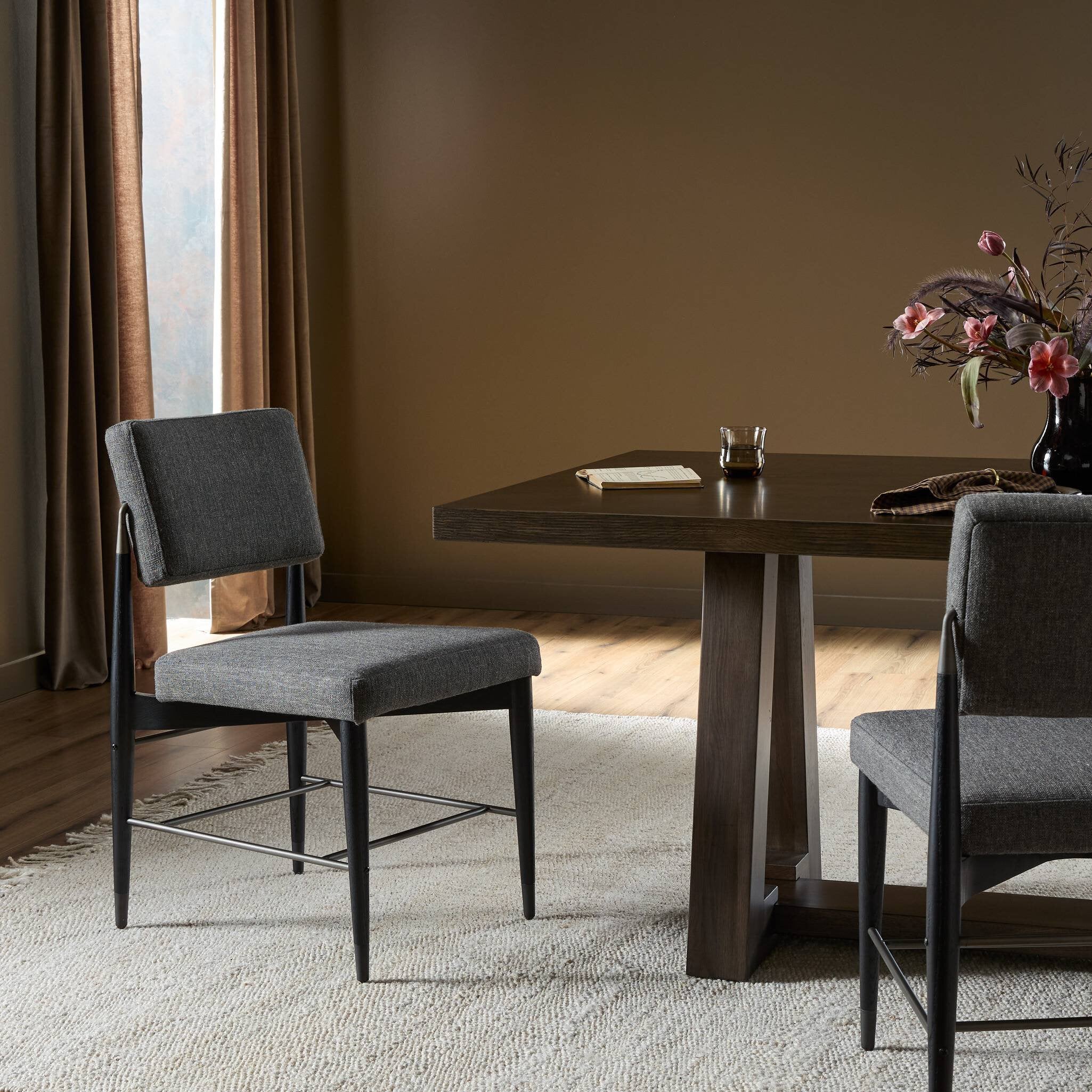 Four Hands Anton Dining Chair — Alcala Graphite-Brushed Ebony Oak-Raw Iron