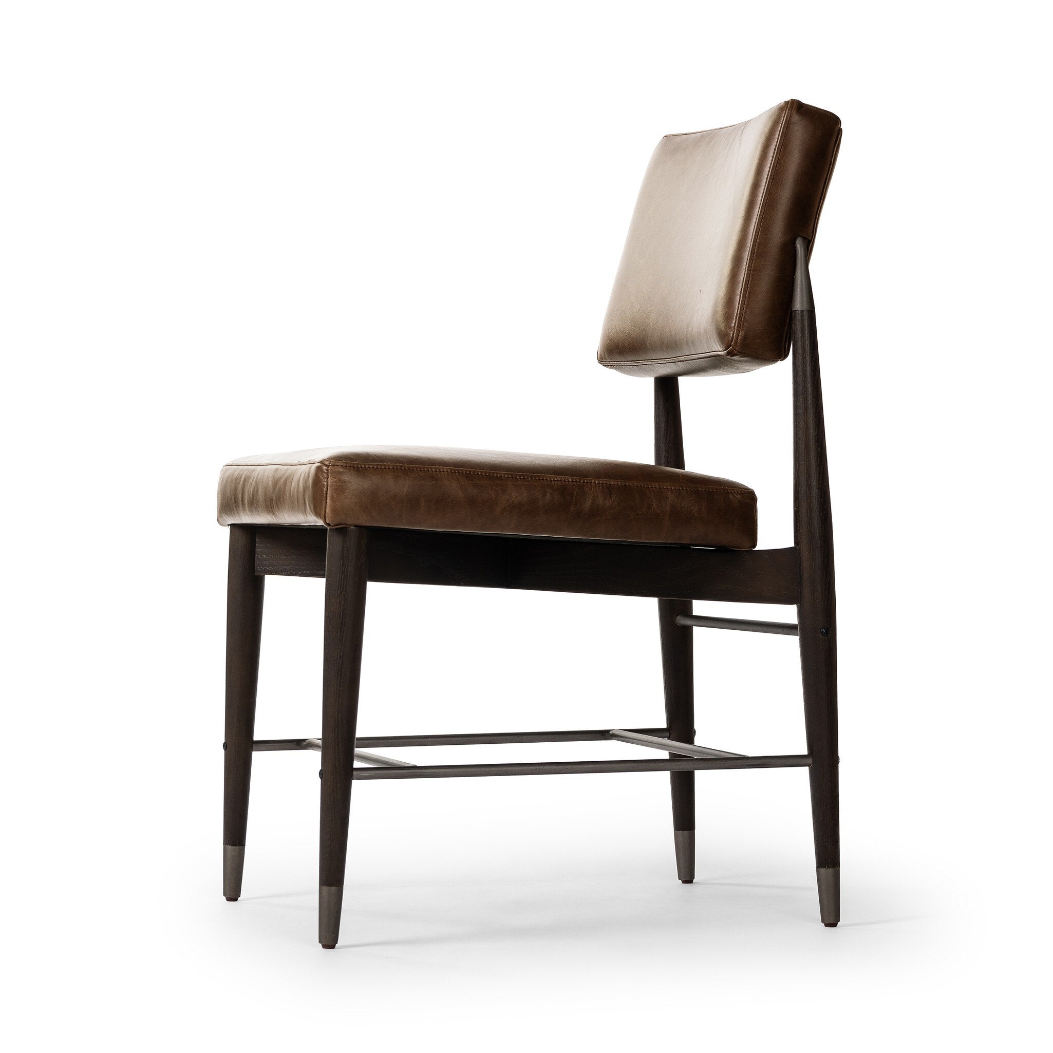 Four Hands Anton Dining Chair — Havana Brown-Burnt Oak-Raw Iron