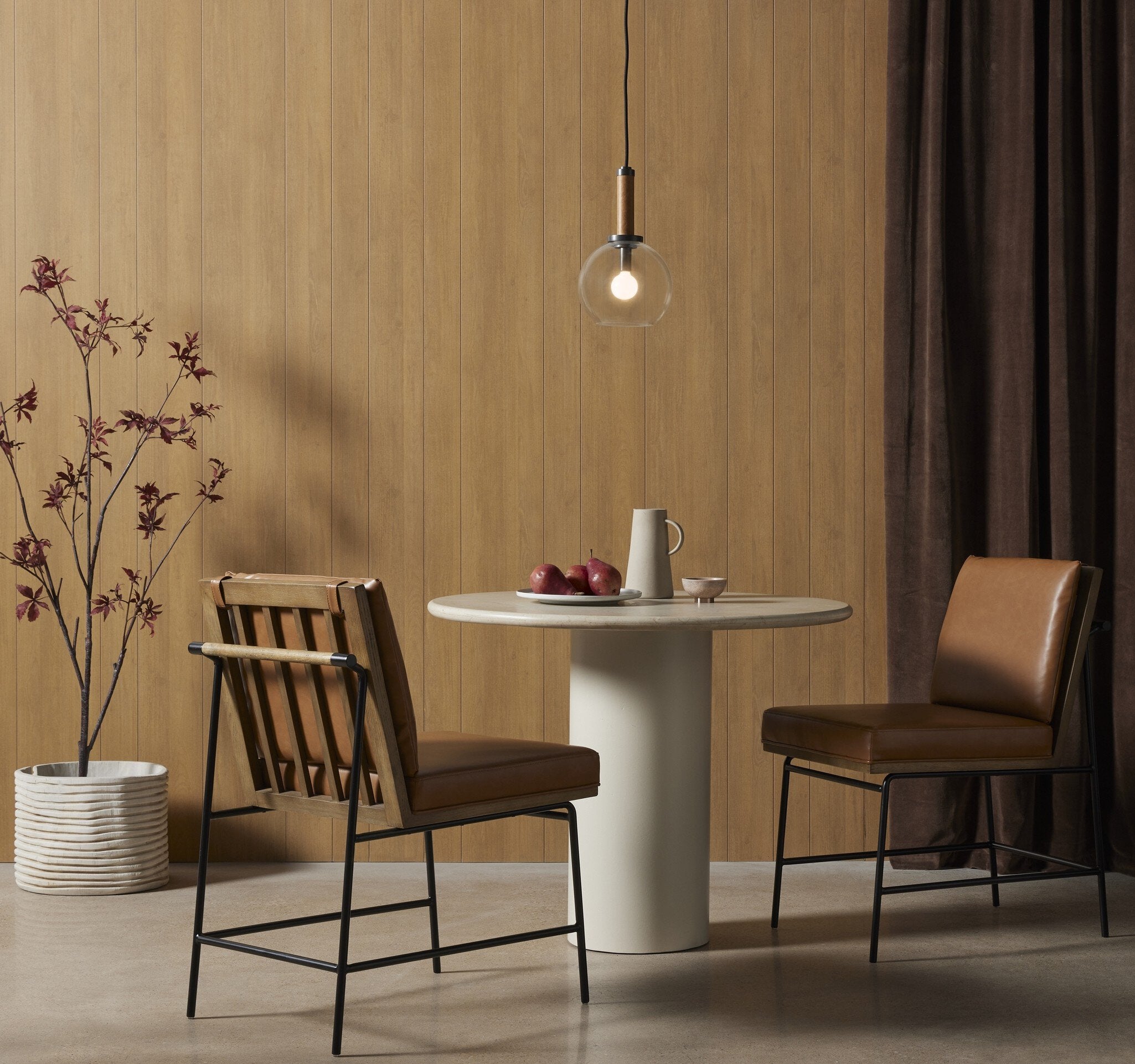 Four Hands Crete Dining Chair — Sierra Butterscotch-Midnight Iron-Amber Oak