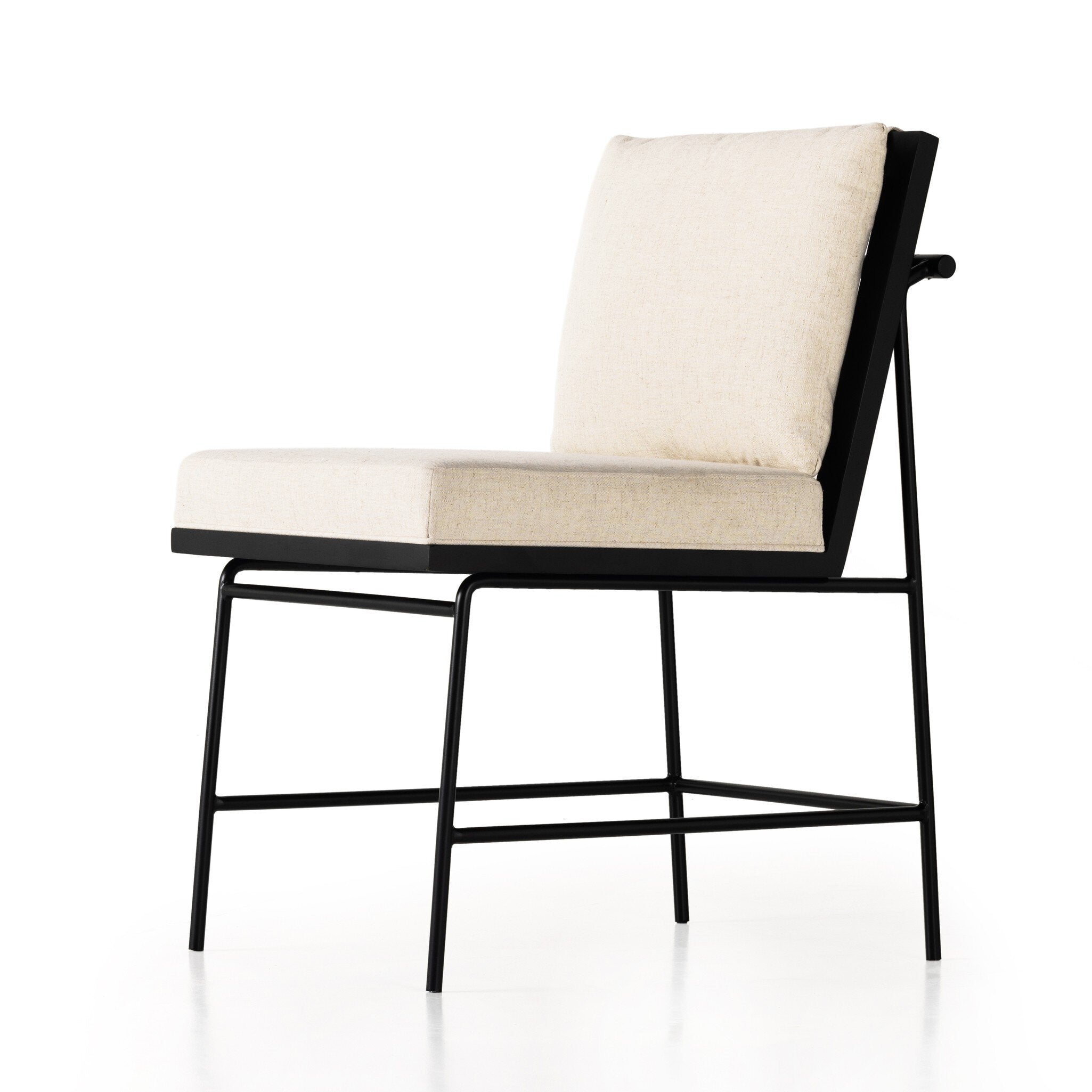Four Hands Crete Dining Chair — Savile Flax-Midnight Iron-Brushed Ebony