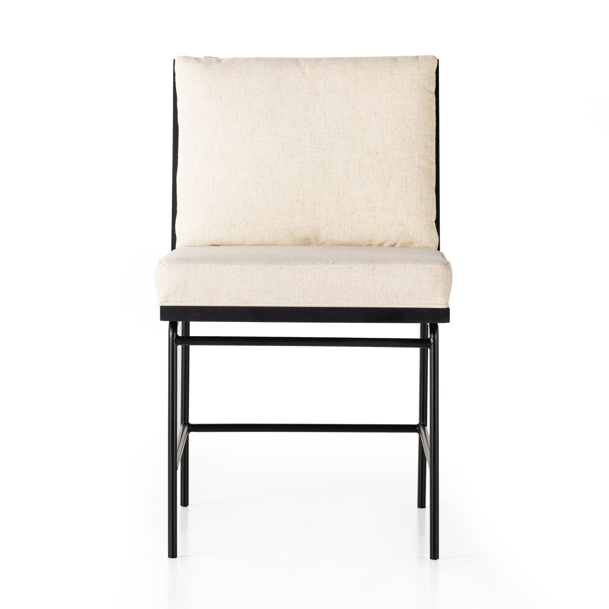 Four Hands Crete Dining Chair — Savile Flax-Midnight Iron-Brushed Ebony