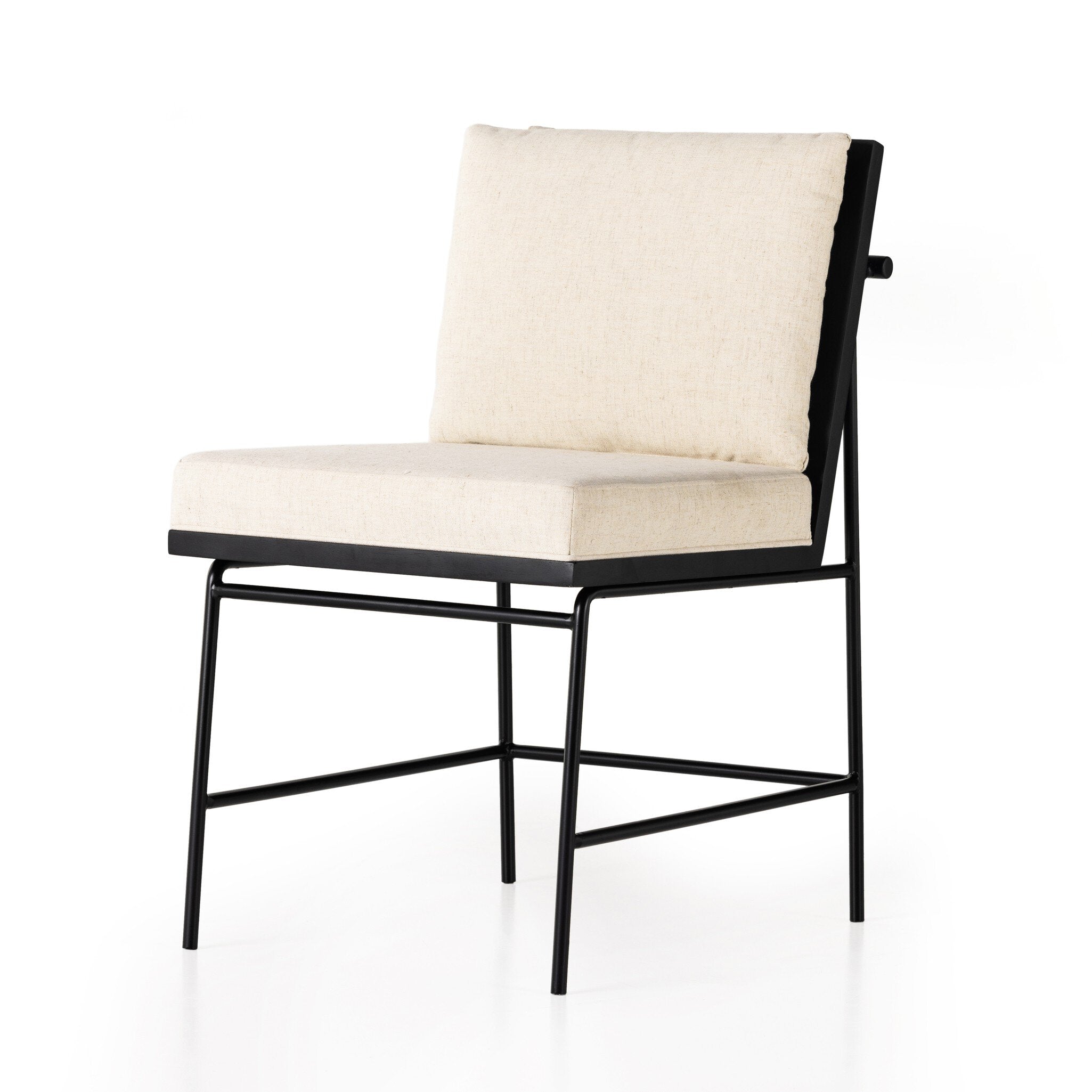 Four Hands Crete Dining Chair — Savile Flax-Midnight Iron-Brushed Ebony