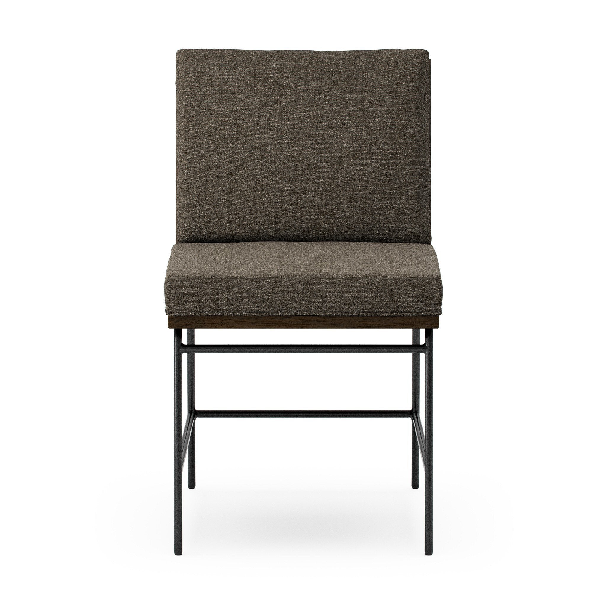 Four Hands Crete Dining Chair — Landale Charcoal-Midnight Iron-Sienna Brown Oak