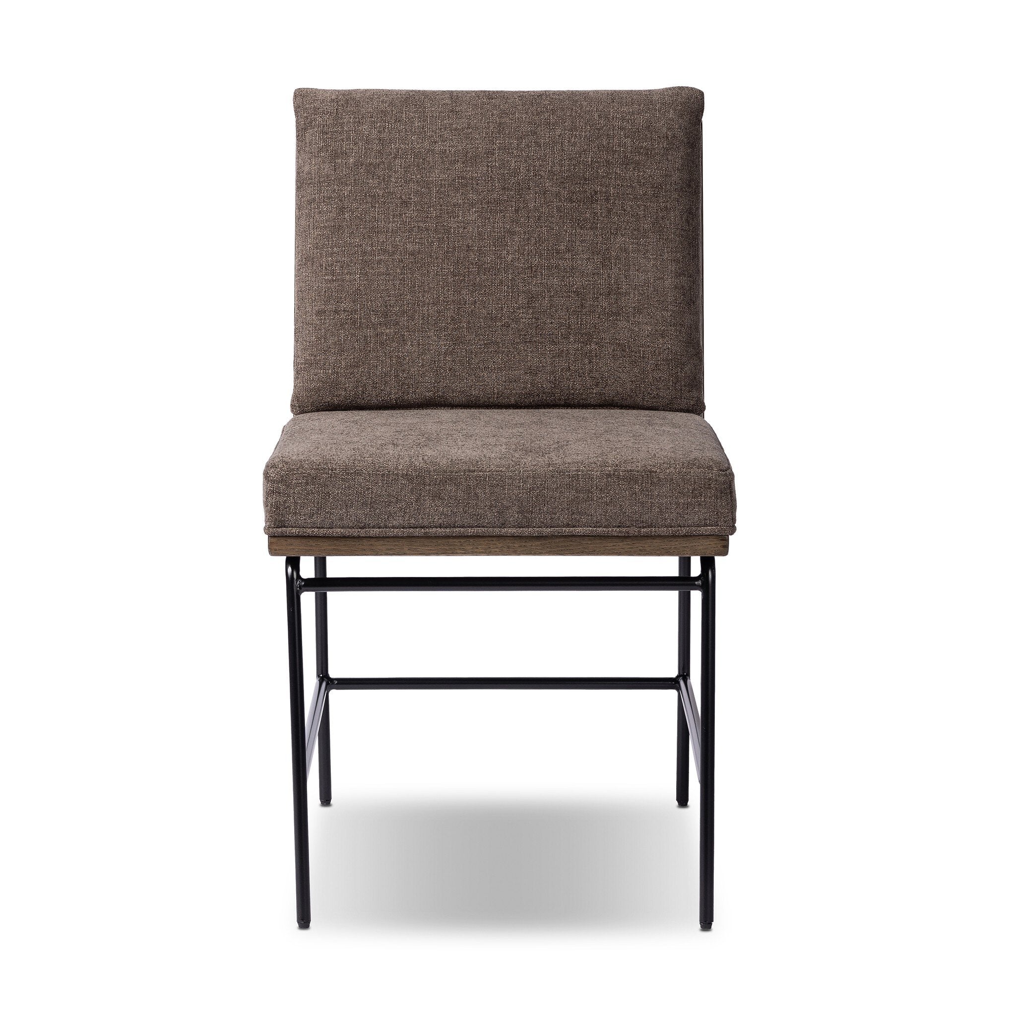 Four Hands Crete Dining Chair — Landale Charcoal-Midnight Iron-Sienna Brown Oak
