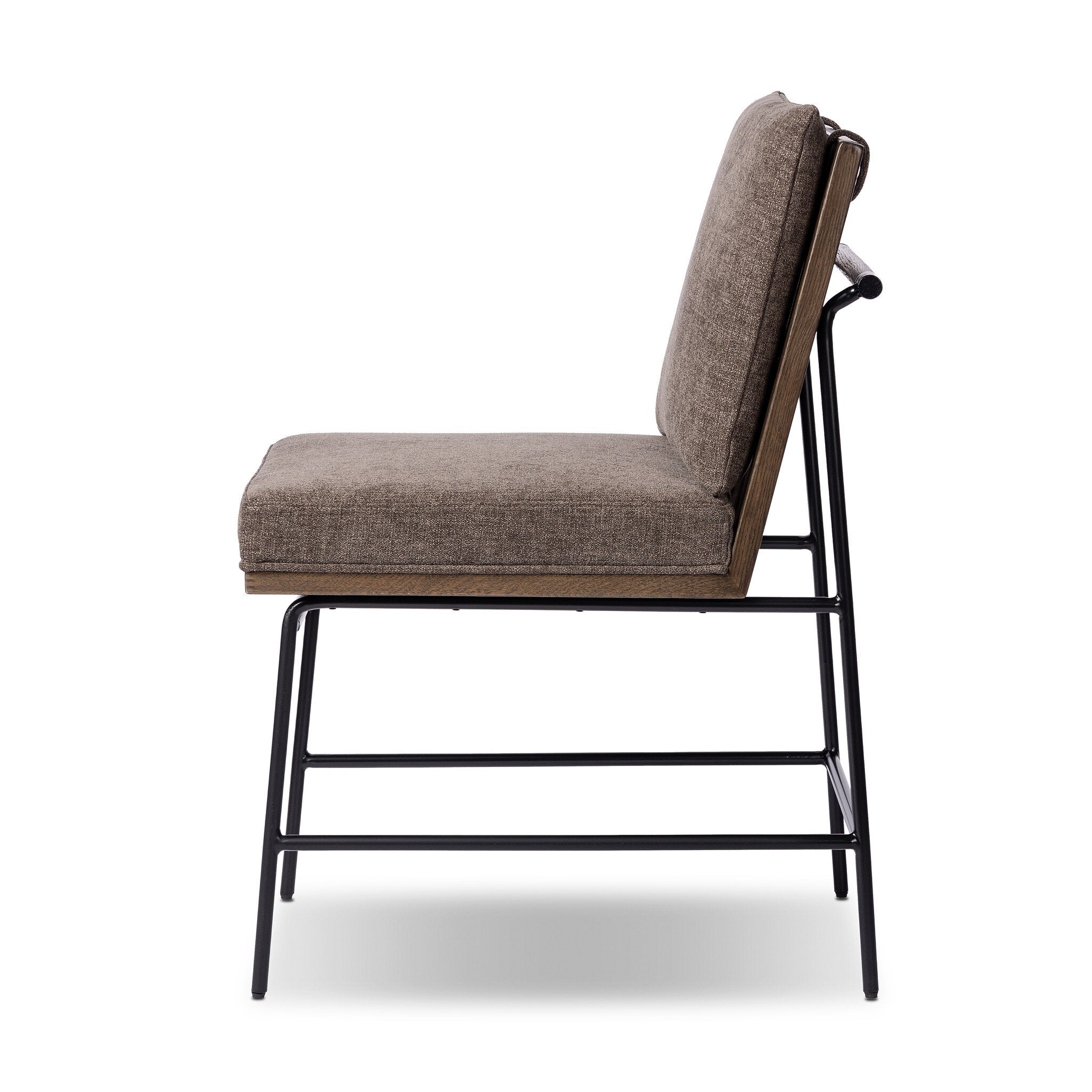 Four Hands Crete Dining Chair — Landale Charcoal-Midnight Iron-Sienna Brown Oak