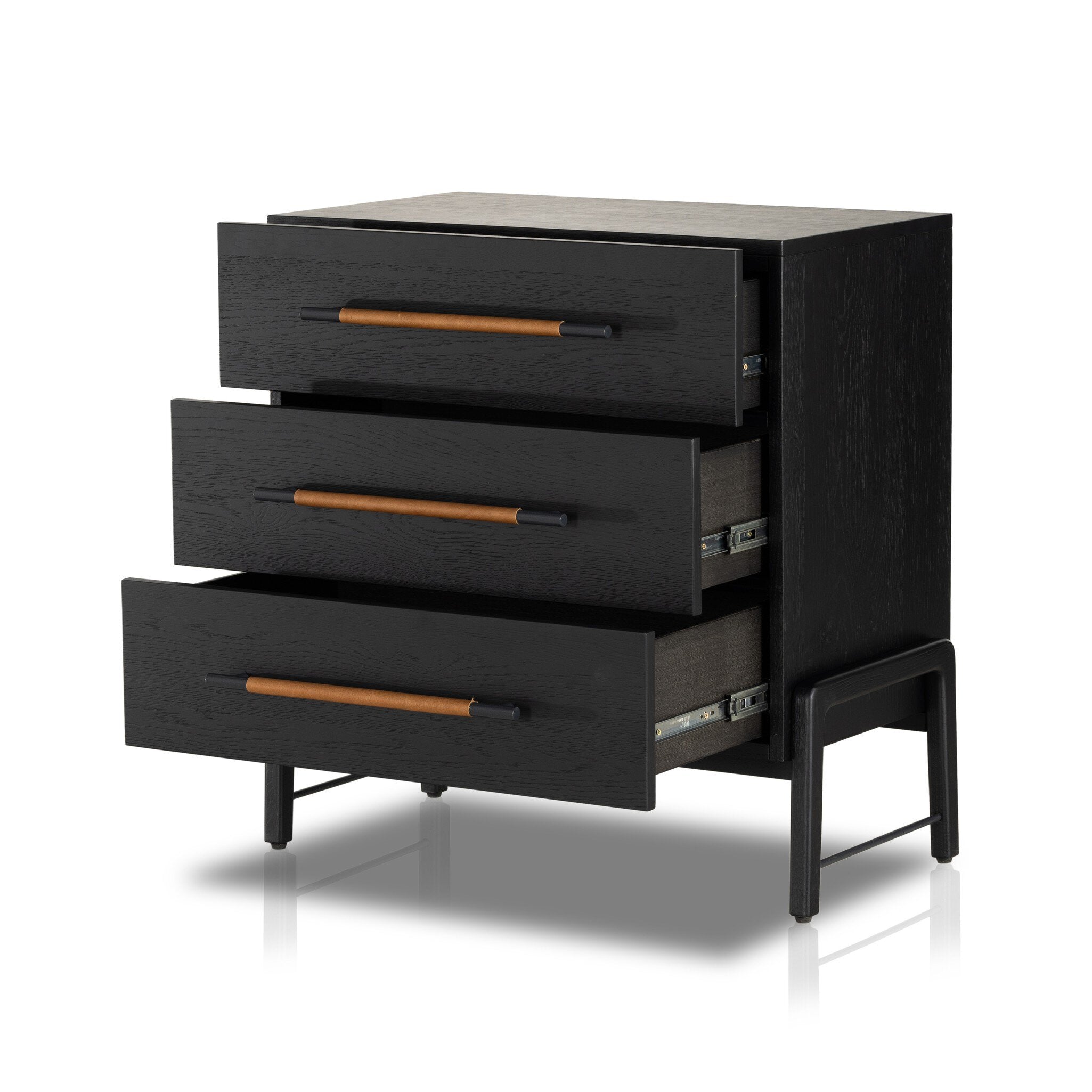 Four Hands Rosedale 3 Drawer Dresser — Ebony Oak-Chaps Sand-Gunmetal
