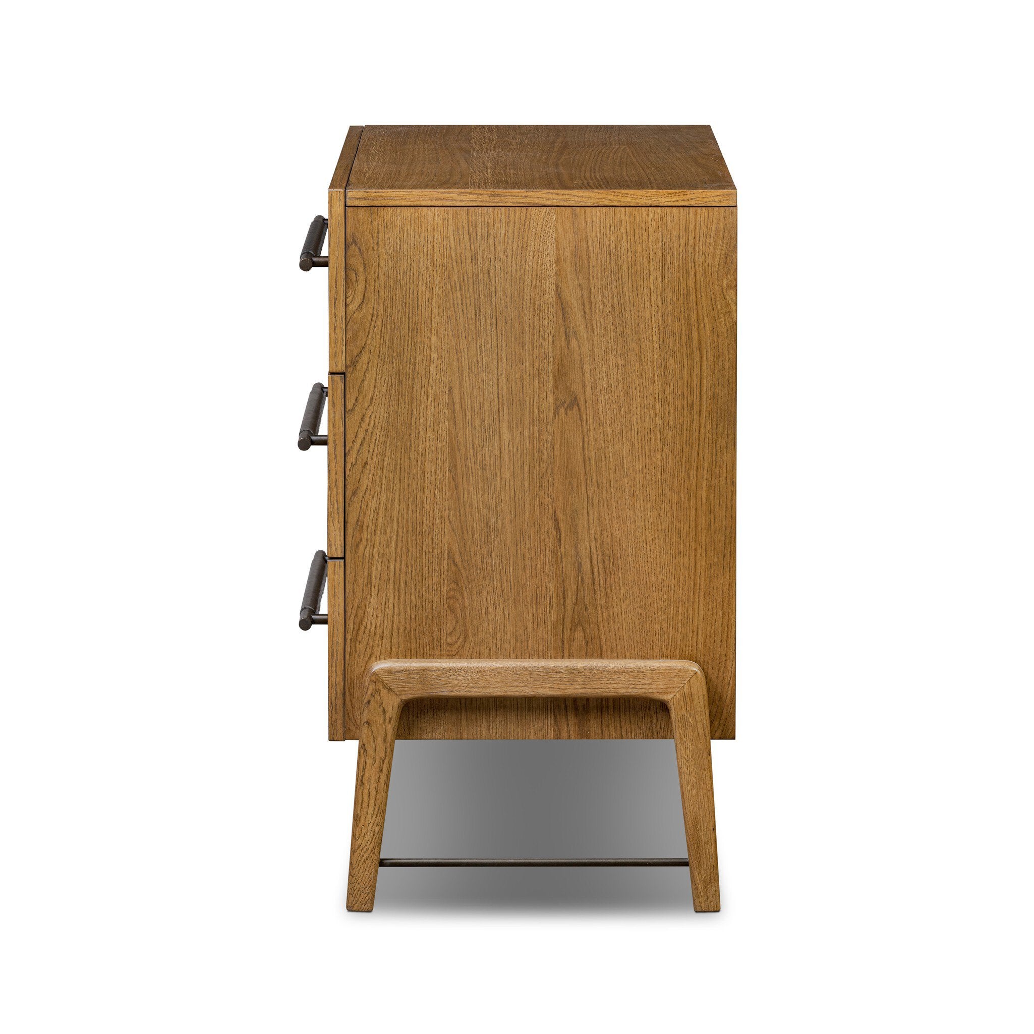 Four Hands Rosedale 3 Drawer Dresser — Amber Oak-Chaps Ebony-Burnished Bronze