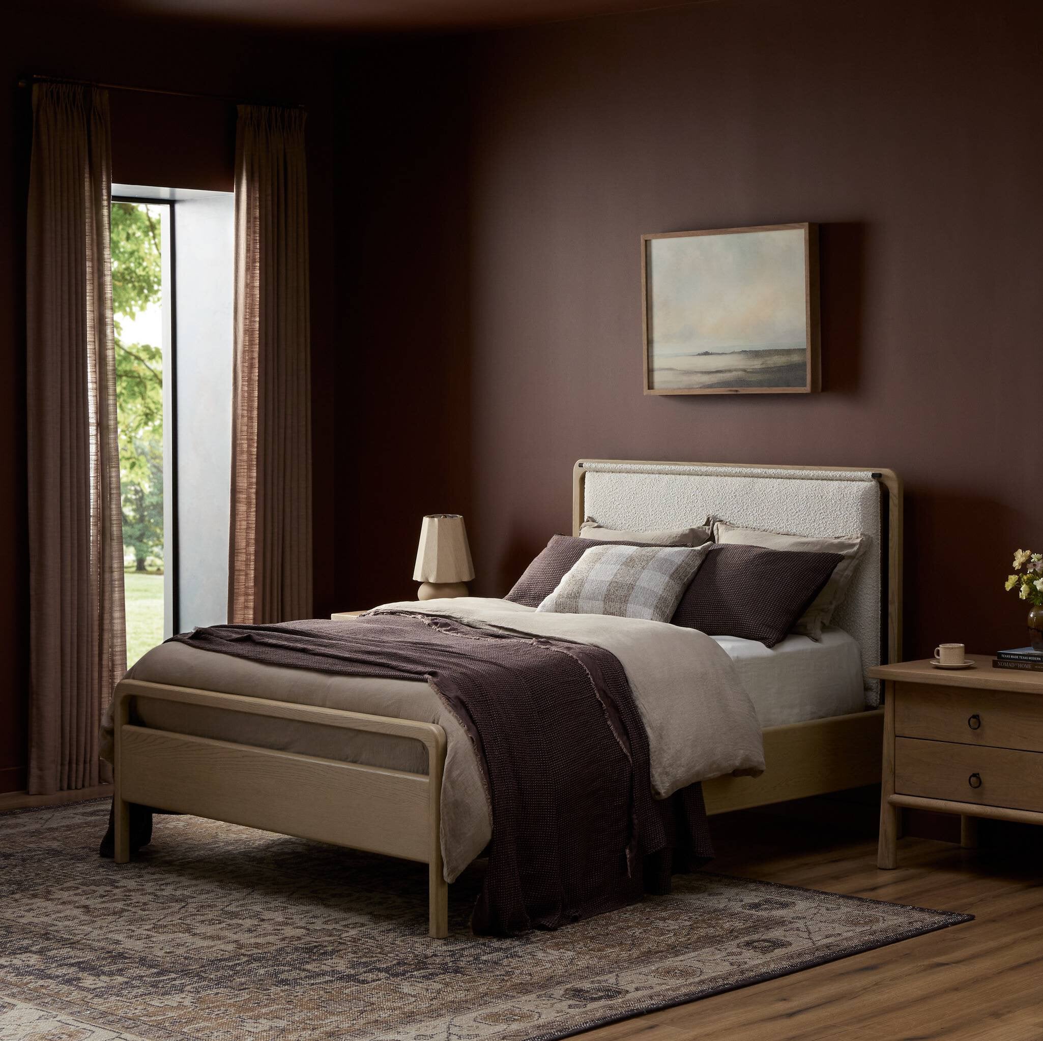 Four Hands Rosedale Bed — Yucca Oak Veneer-Knoll Natural-Yucca Oak-Queen