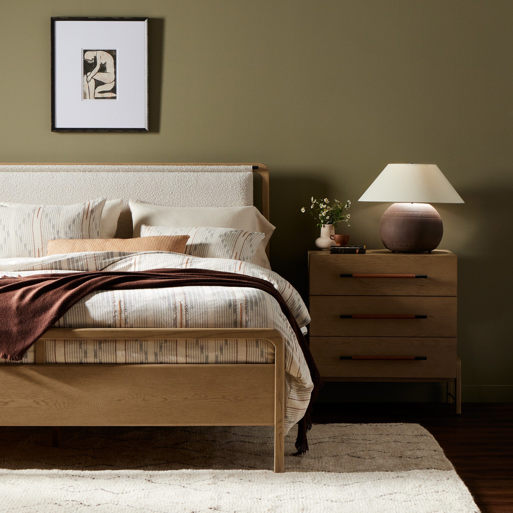 Four Hands Rosedale Bed — Yucca Oak Veneer-Knoll Natural-Yucca Oak-King