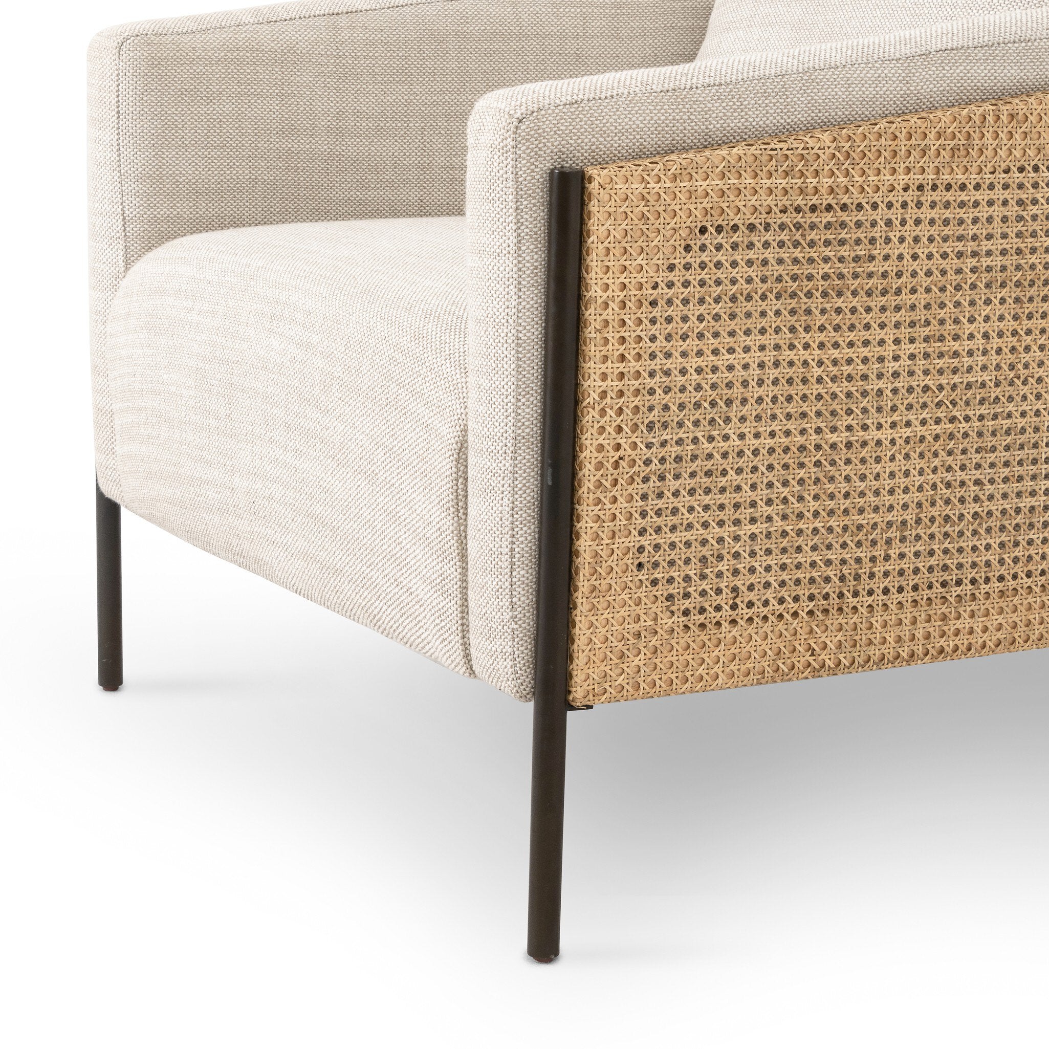 Four Hands Jayda Chair — Gable Taupe-Natural Cane-Gunmetal