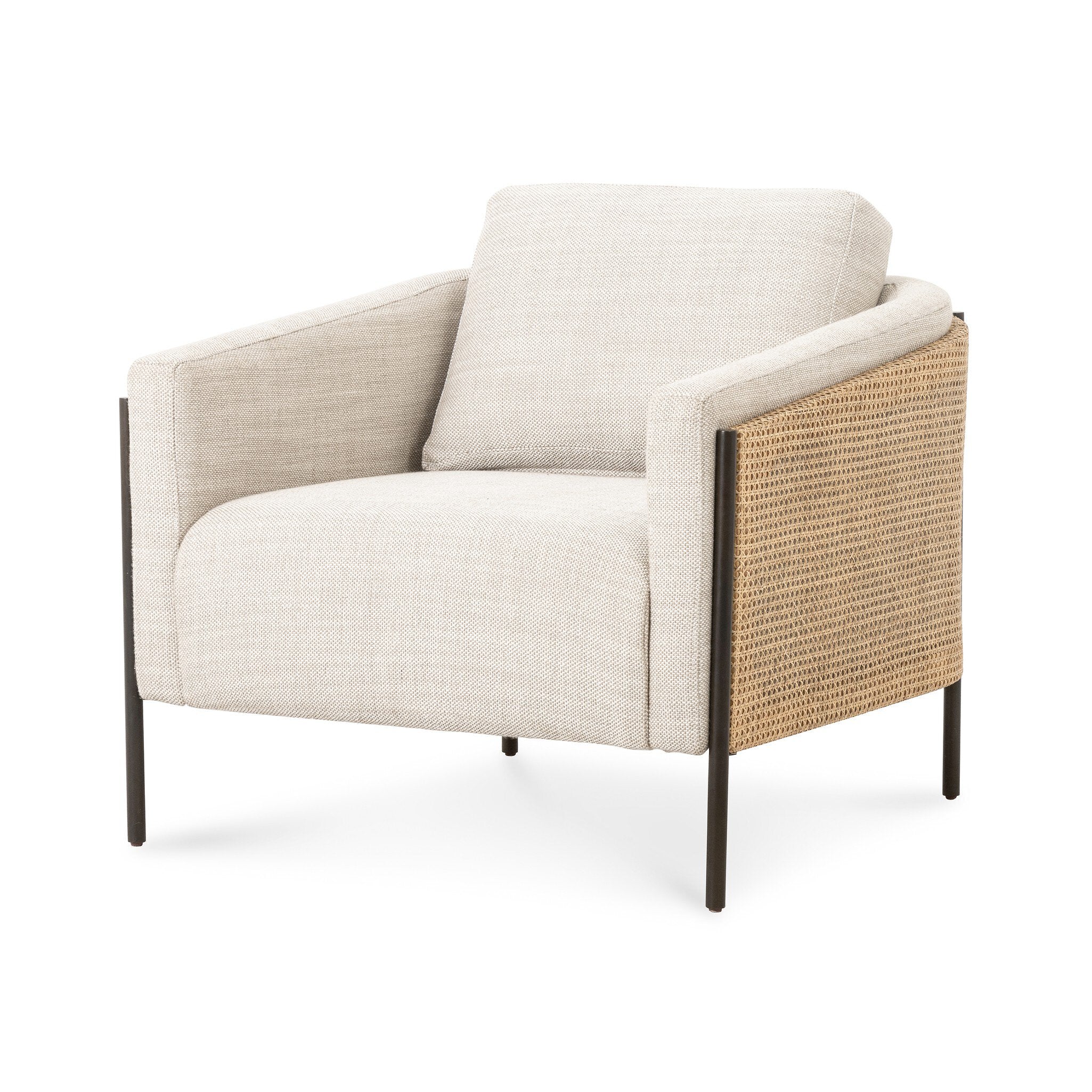 Four Hands Jayda Chair — Gable Taupe-Natural Cane-Gunmetal