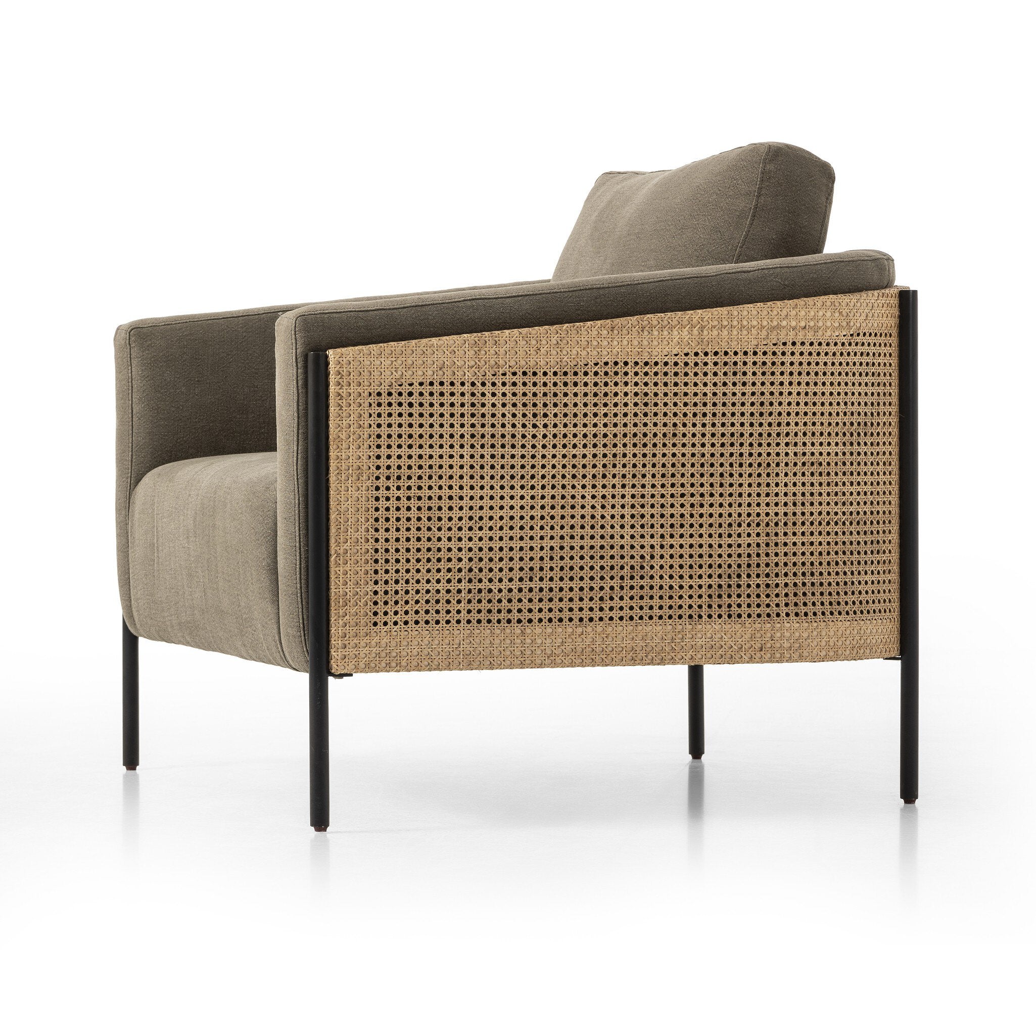 Four Hands Jayda Chair — Broadway Olive-Natural Cane-Gunmetal