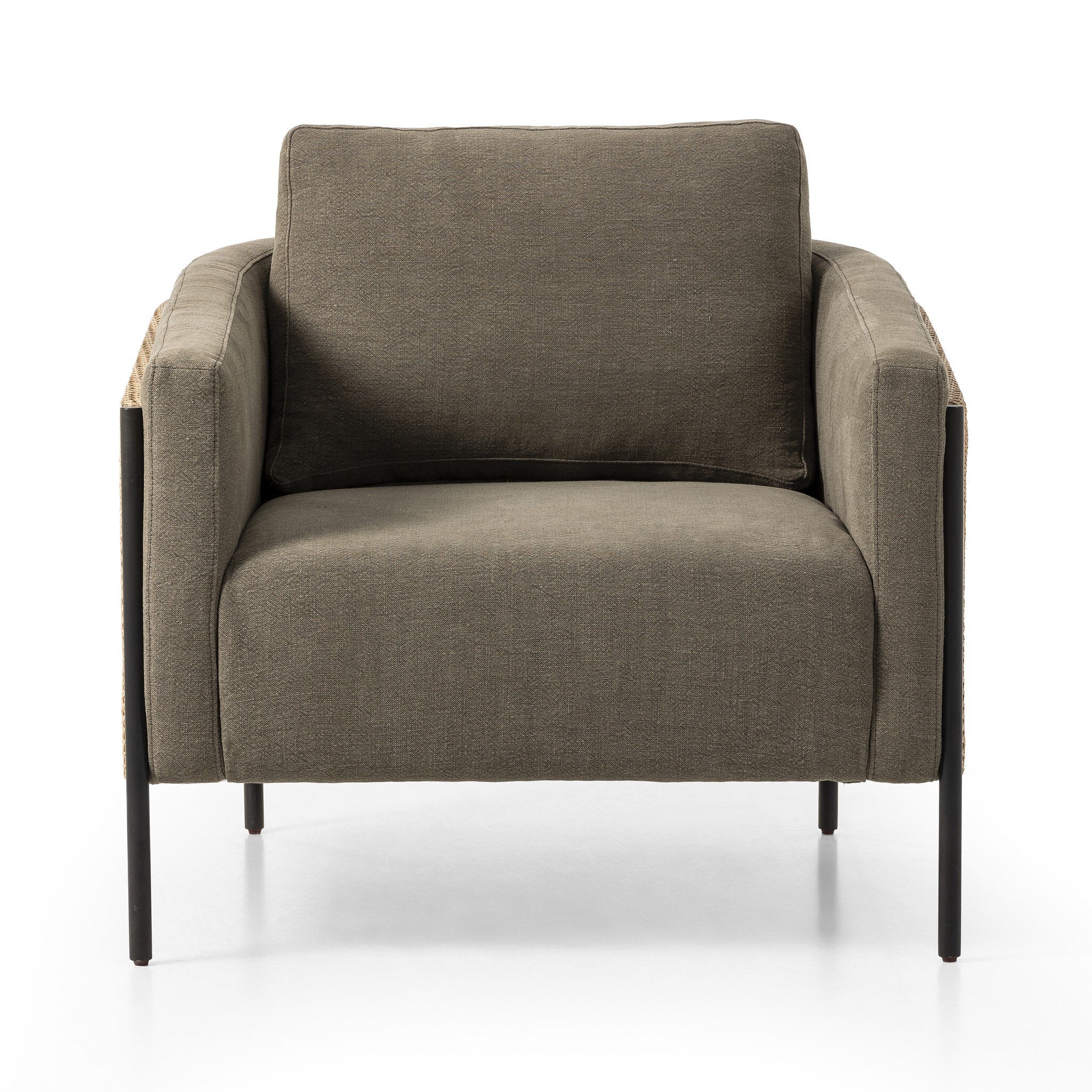 Four Hands Jayda Chair — Broadway Olive-Natural Cane-Gunmetal