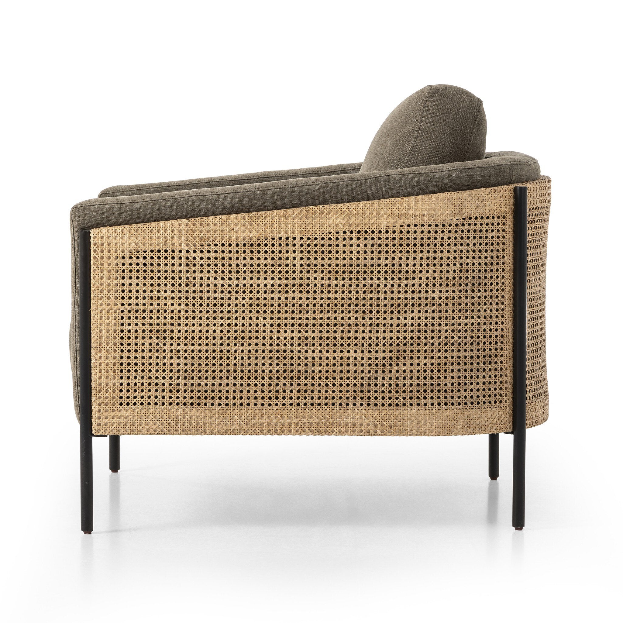Four Hands Jayda Chair — Broadway Olive-Natural Cane-Gunmetal