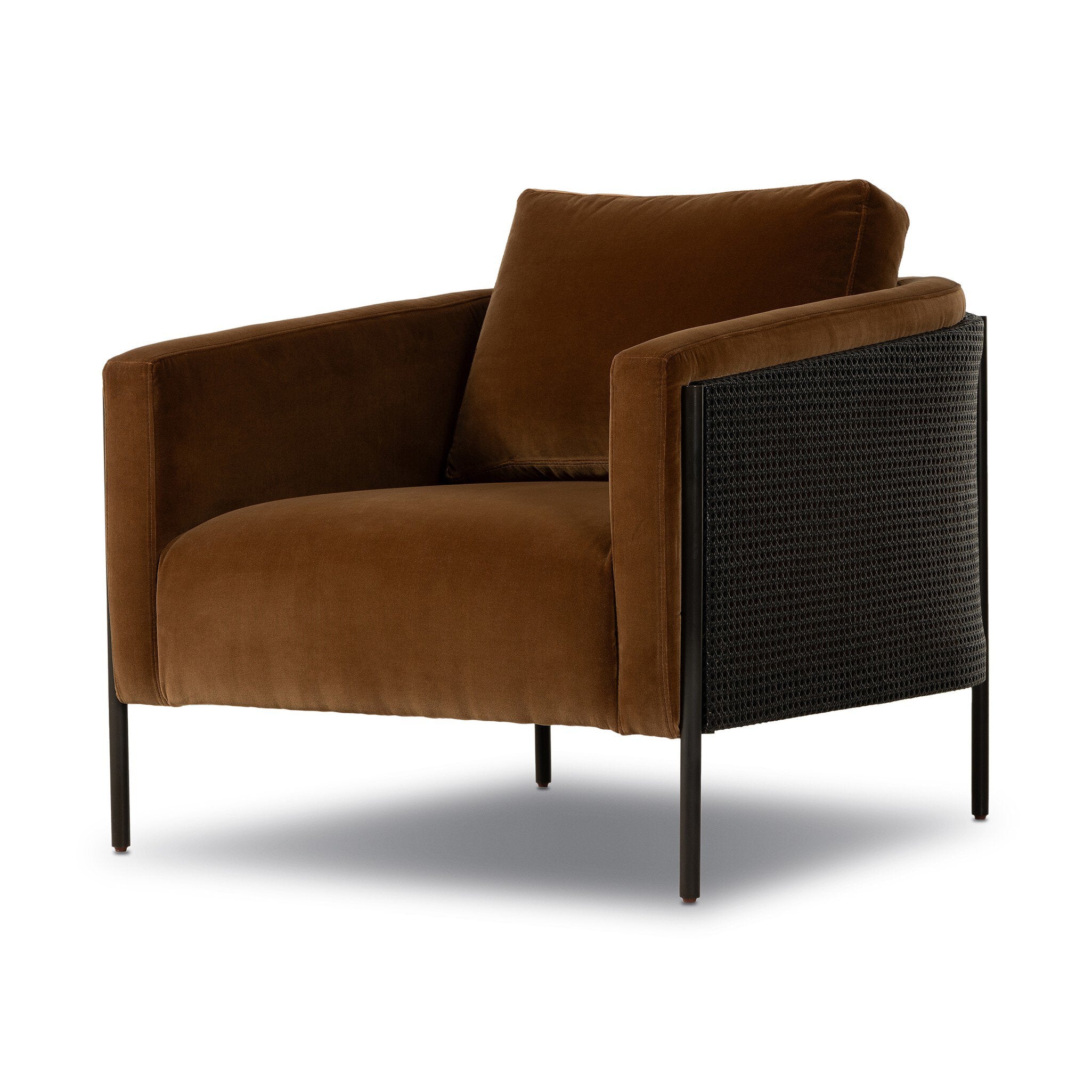 Four Hands Jayda Chair — Surrey Ochre-Ebony Cane-Gunmetal