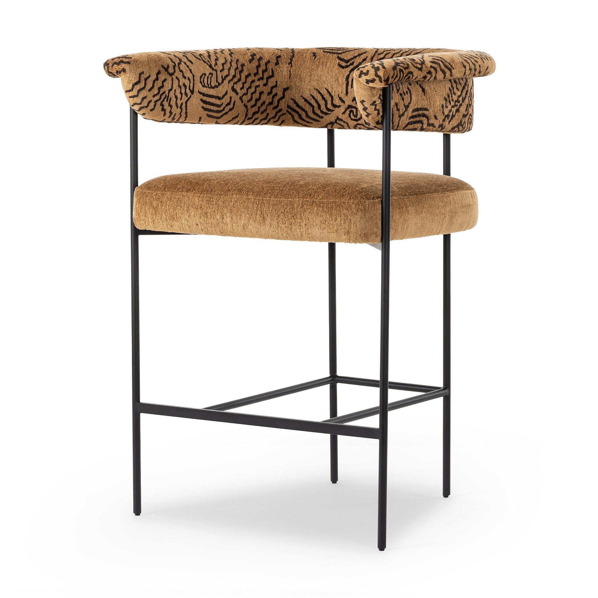 Four Hands Carrie Bar + Counter Stool — Balkan Ochre-Dharma Ochre-Matte Black-Counter