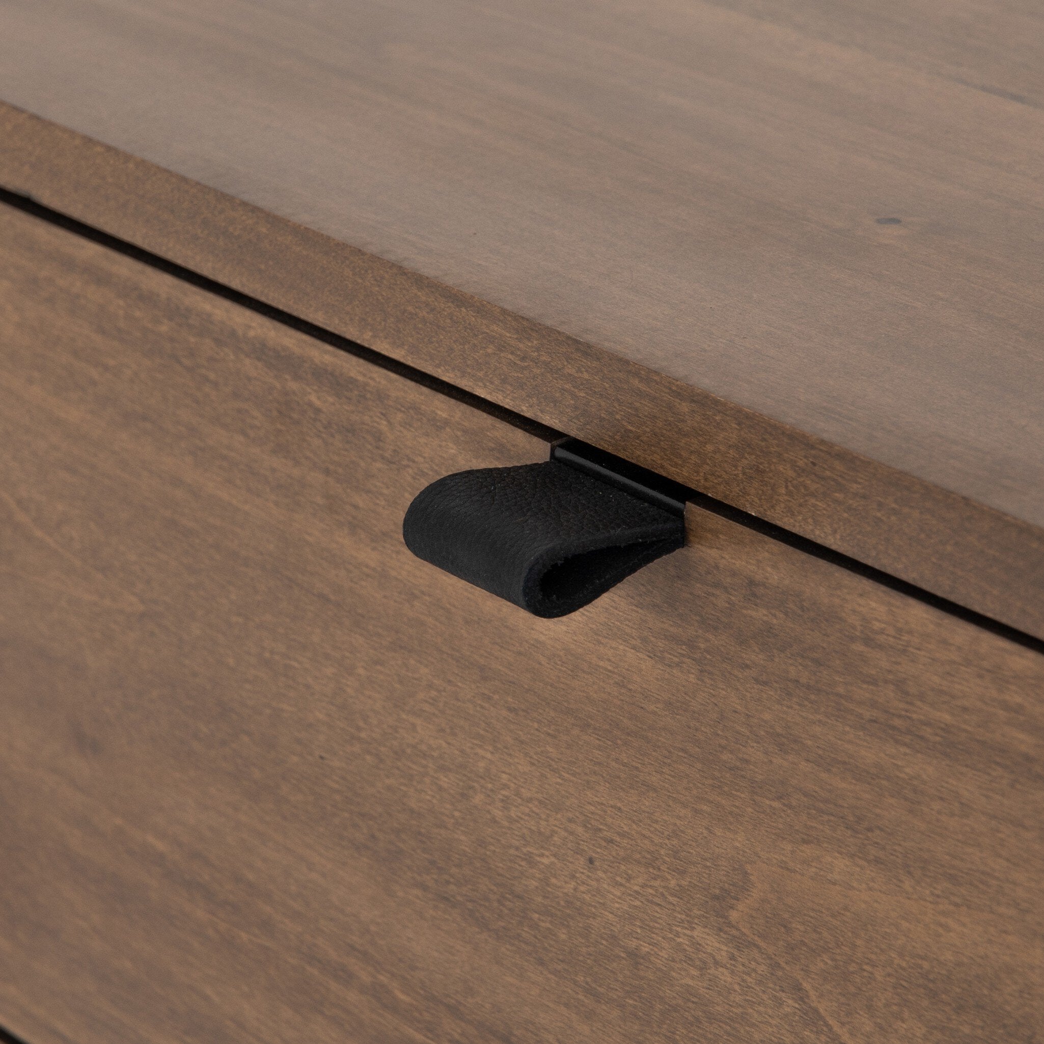 Four Hands Trey 7 Drawer Dresser — Auburn Poplar-Natural Iron-Black Leather