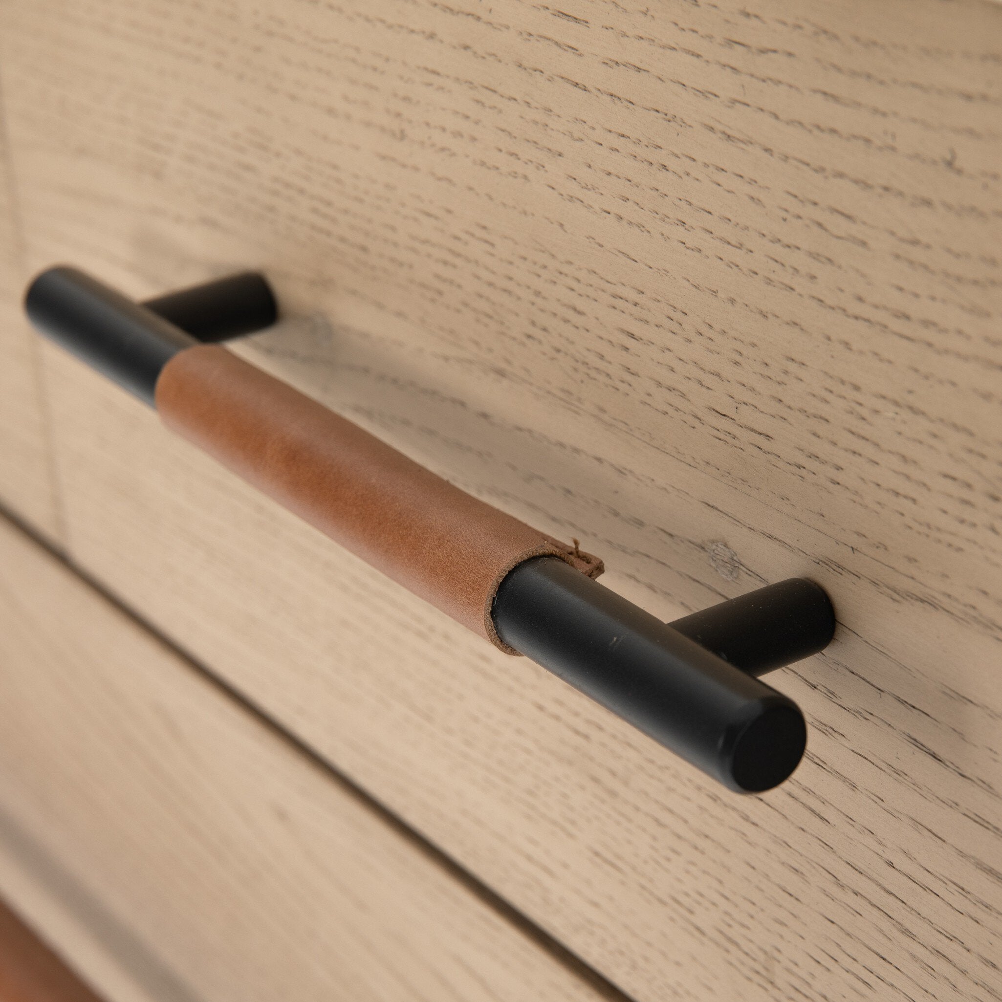 Four Hands Rosedale 6 Drawer Tall Dresser — Yucca Oak Veneer-Chaps Sand-Gunmetal
