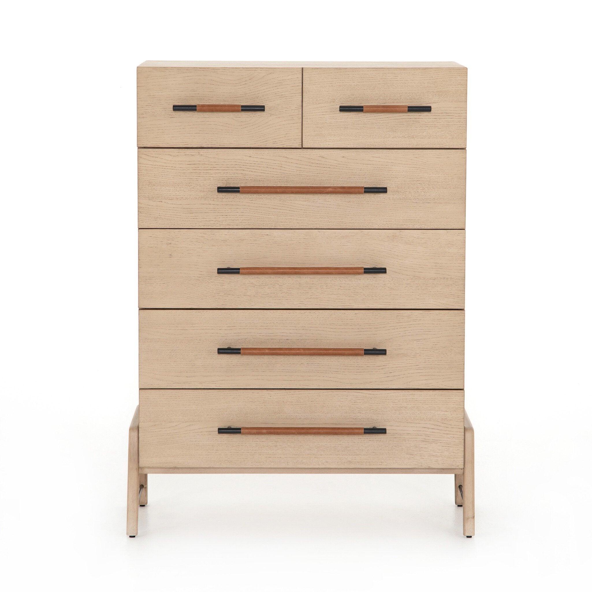Four Hands Rosedale 6 Drawer Tall Dresser — Yucca Oak Veneer-Chaps Sand-Gunmetal