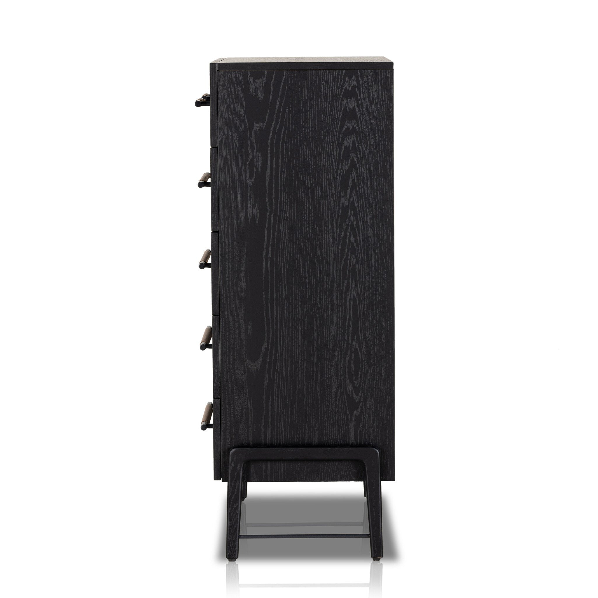 Four Hands Rosedale 6 Drawer Tall Dresser — Ebony Oak-Chaps Sand-Gunmetal