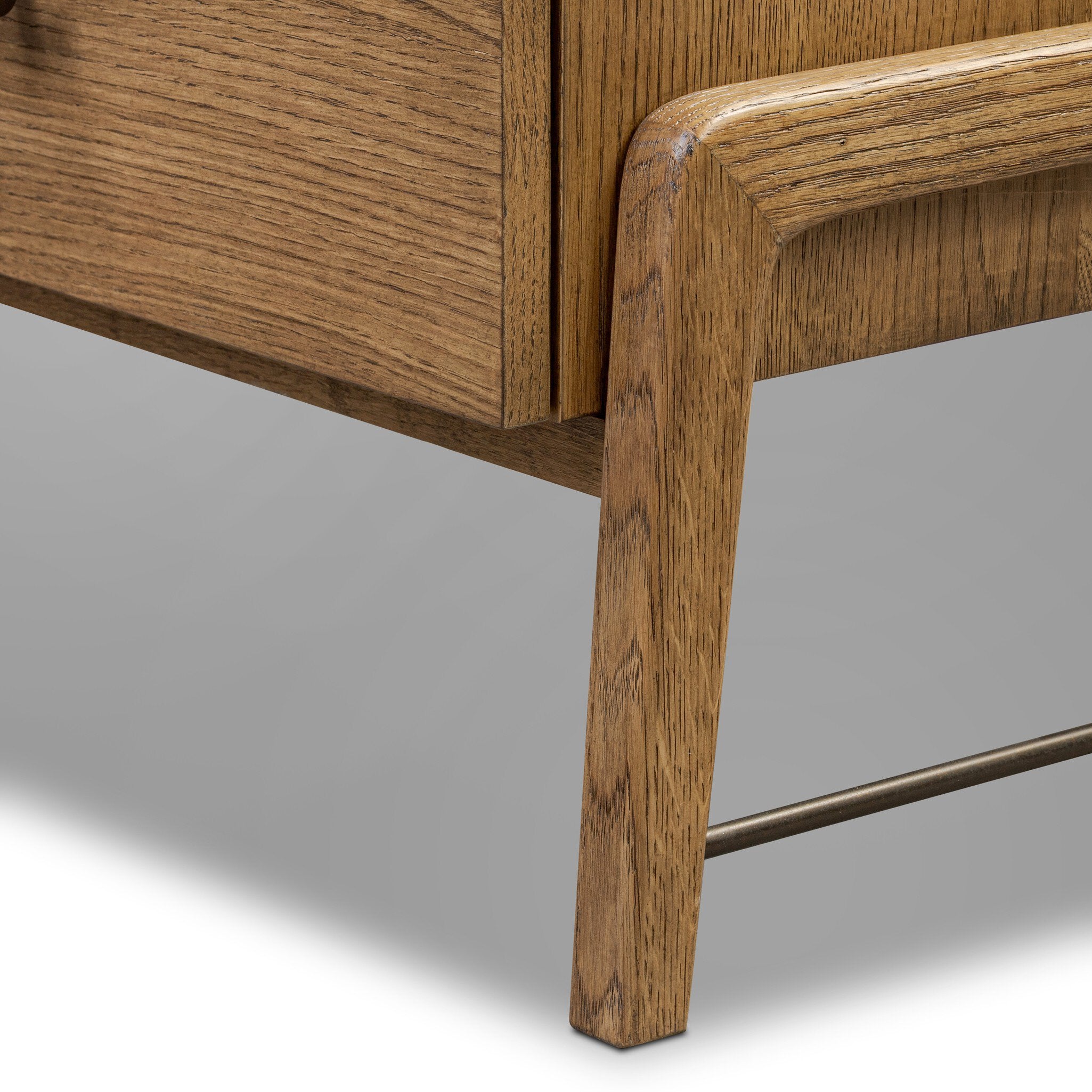 Four Hands Rosedale 6 Drawer Tall Dresser — Amber Oak-Chaps Ebony-Burnished Bronze