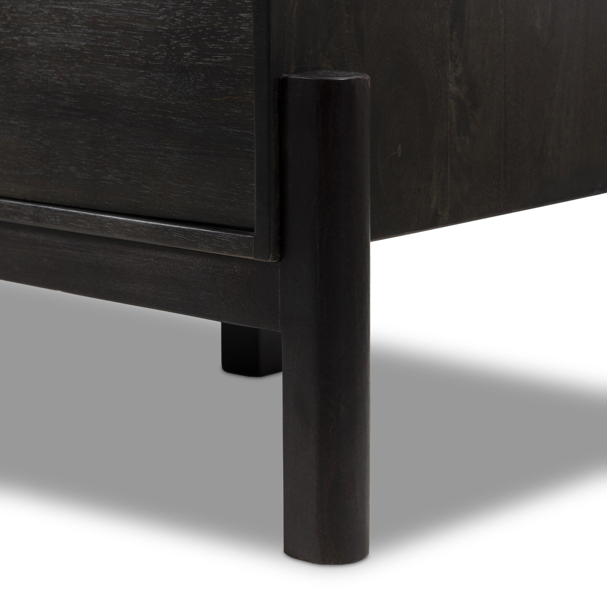 Four Hands Reza Media Console — Worn Black Parawood-Gunmetal Black-Worn Black Acacia