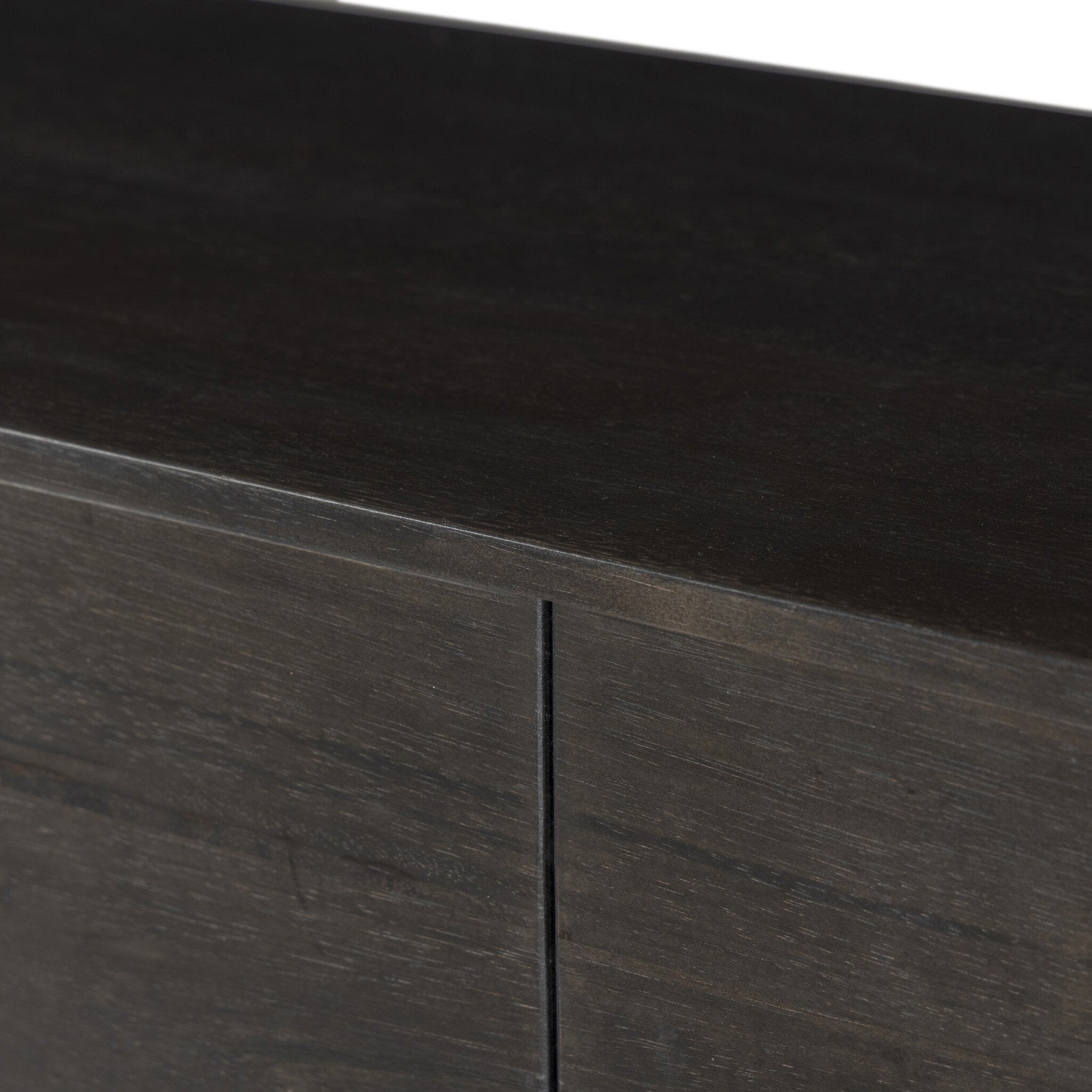 Four Hands Reza Media Console — Worn Black Parawood-Gunmetal Black-Worn Black Acacia