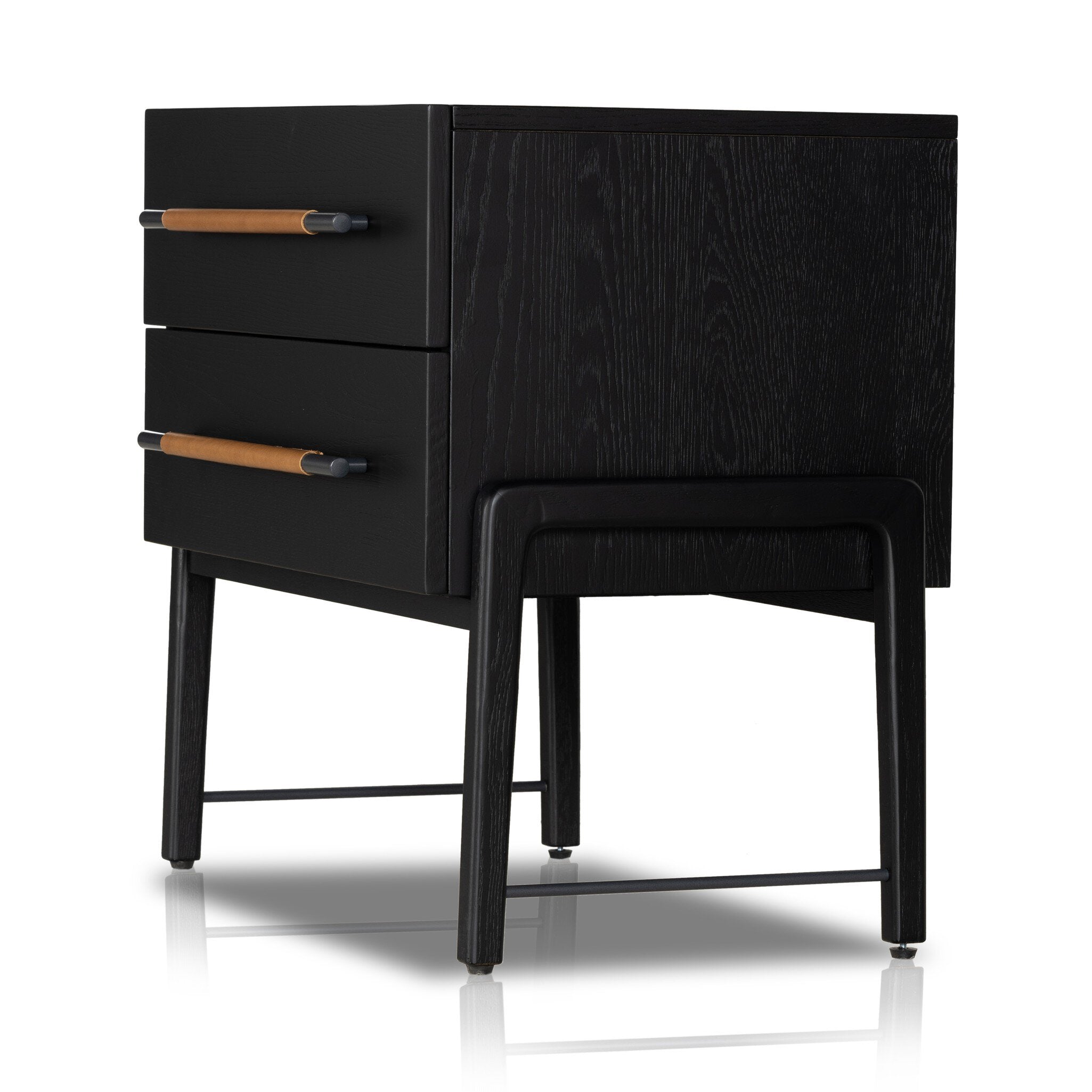 Four Hands Rosedale Nightstand — Ebony Oak-Chaps Sand-Gunmetal