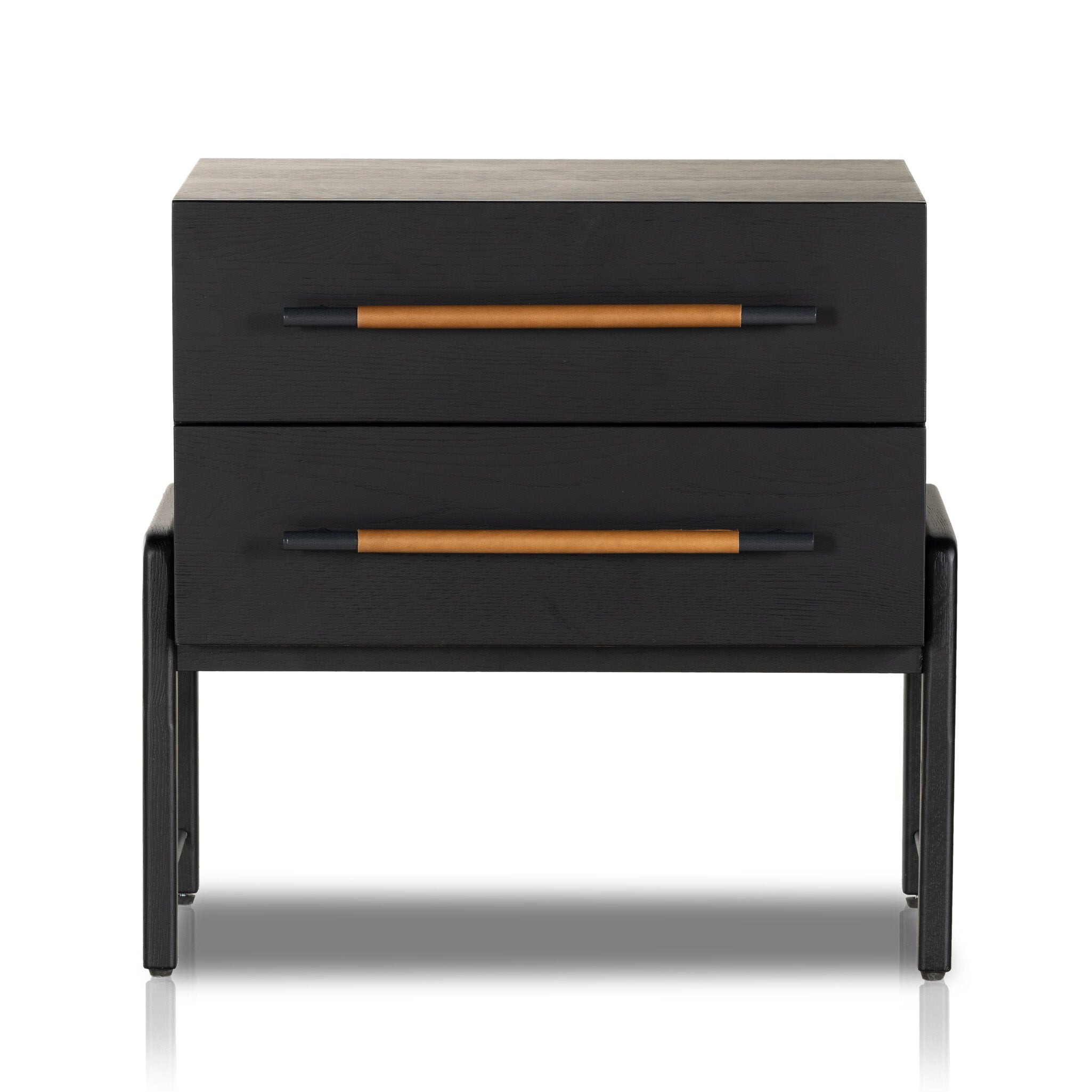 Four Hands Rosedale Nightstand — Ebony Oak-Chaps Sand-Gunmetal