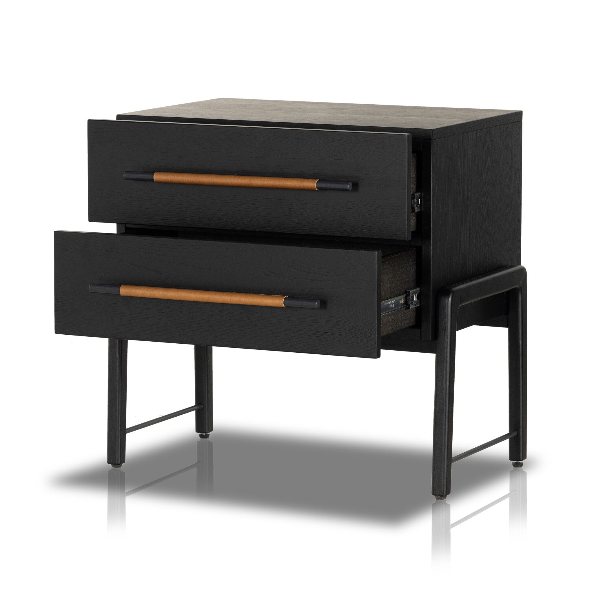Four Hands Rosedale Nightstand — Ebony Oak-Chaps Sand-Gunmetal