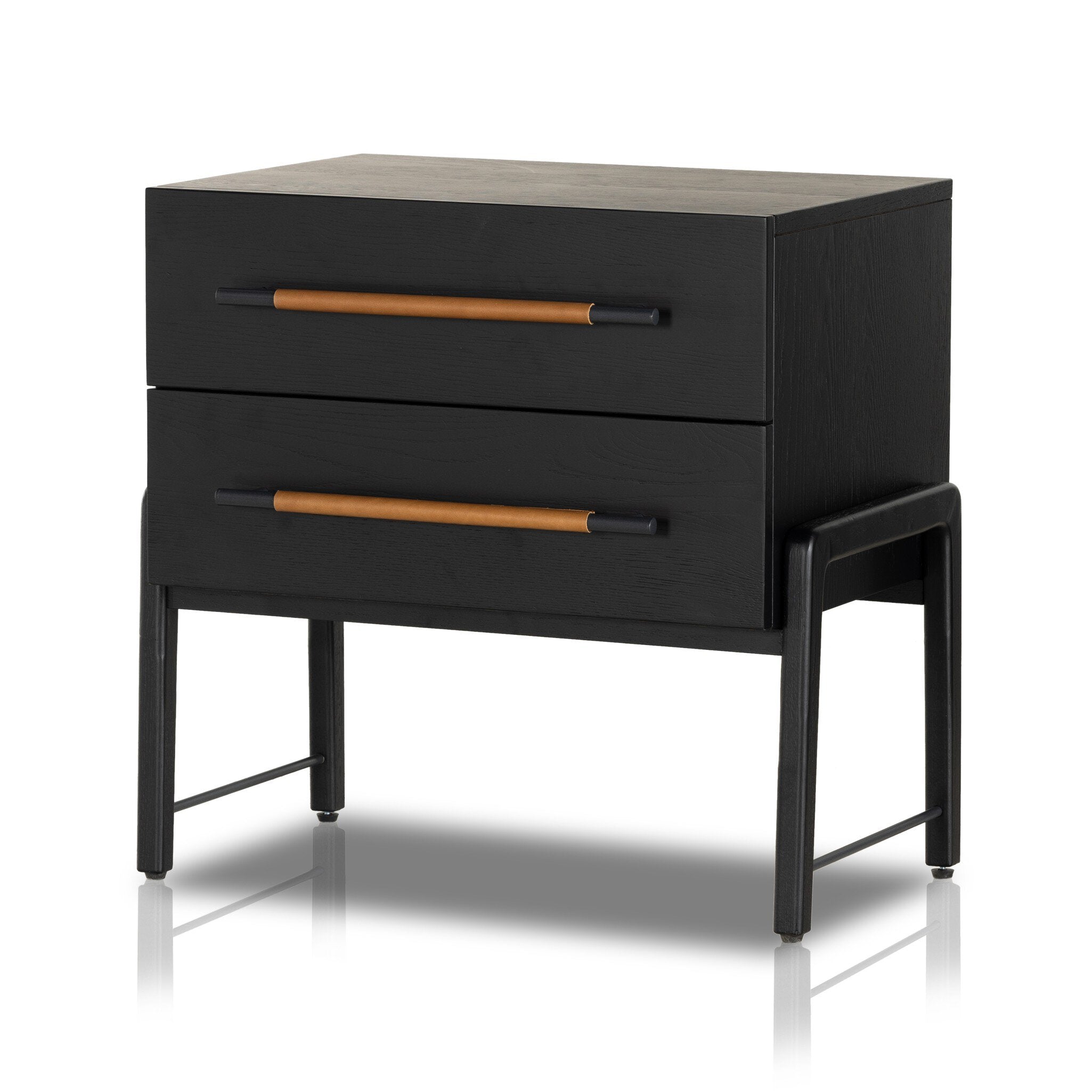 Four Hands Rosedale Nightstand — Ebony Oak-Chaps Sand-Gunmetal
