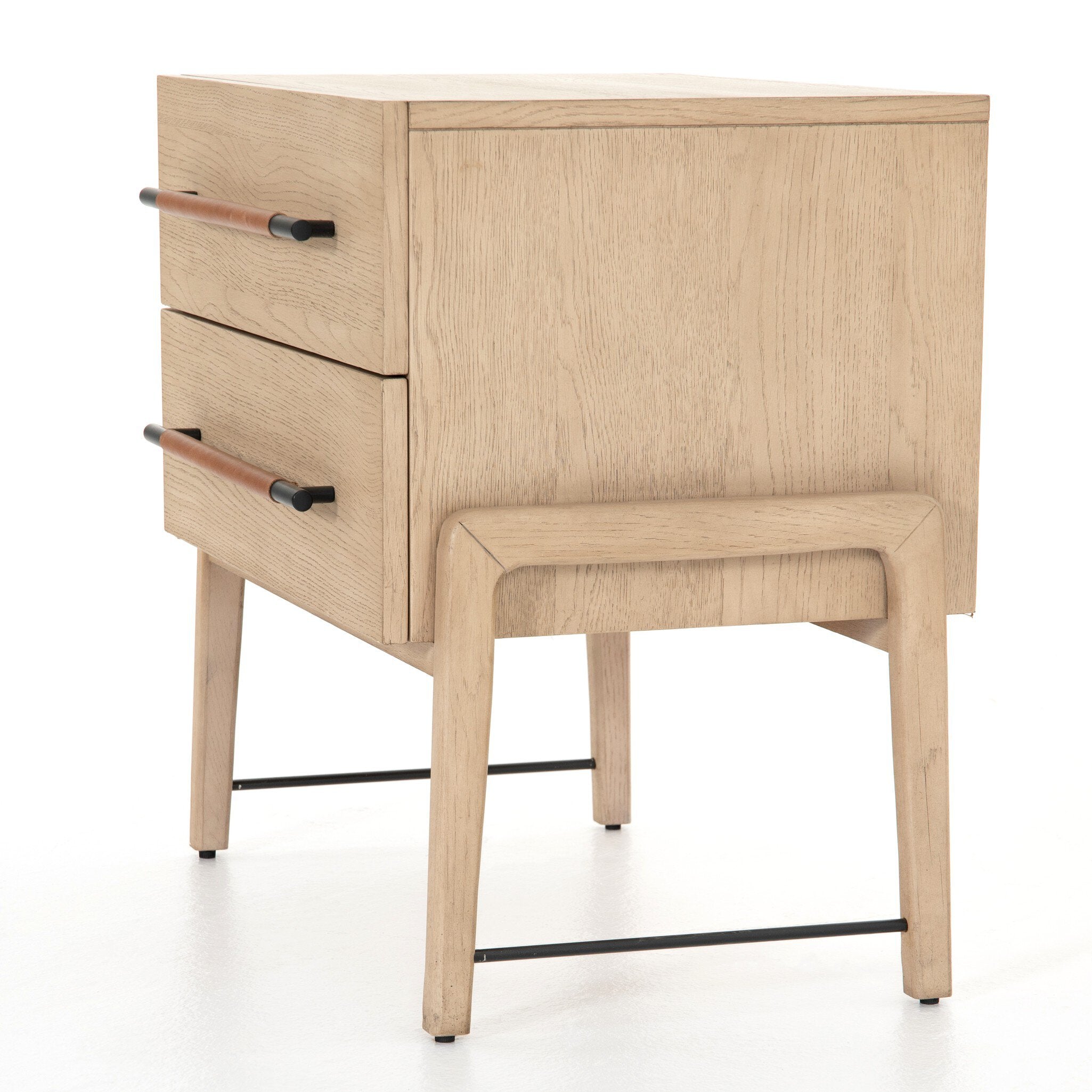 Four Hands Rosedale Nightstand — Yucca Oak Veneer-Chaps Sand-Gunmetal