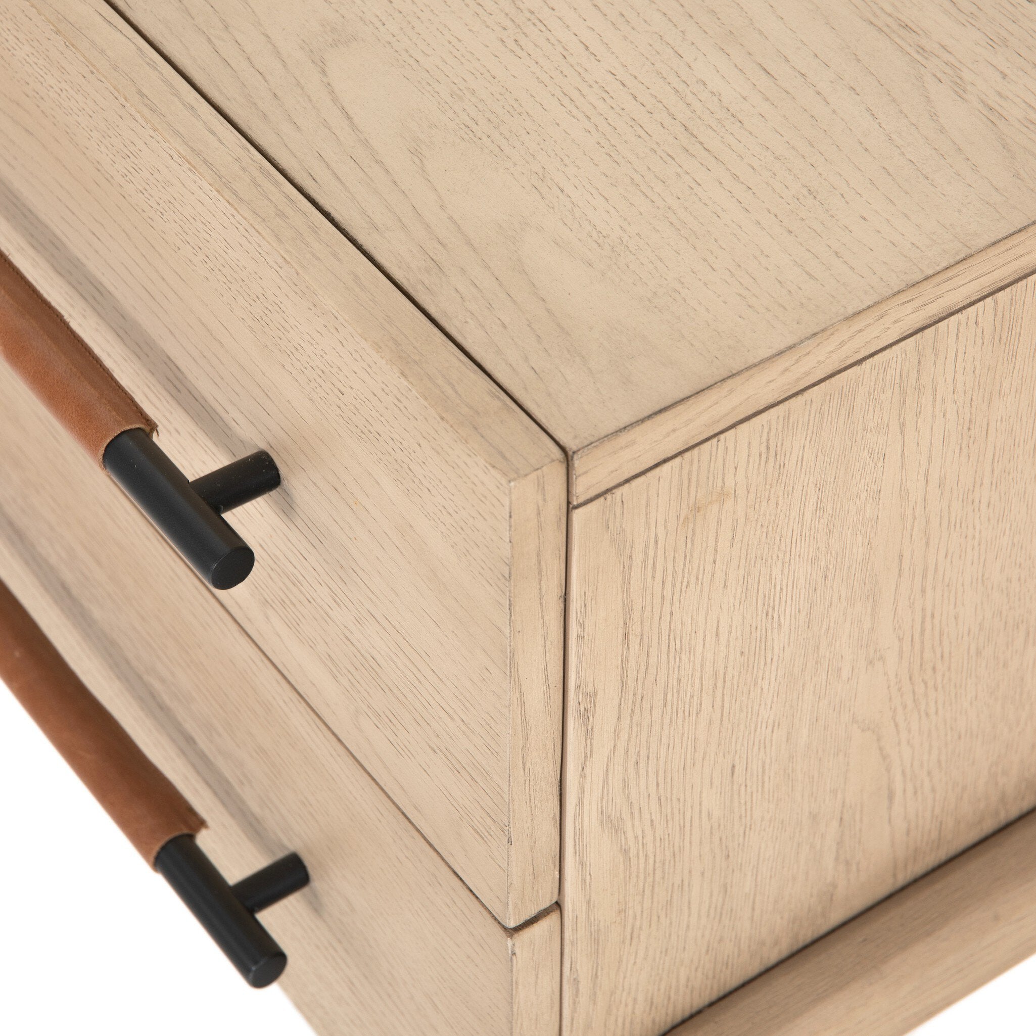 Four Hands Rosedale Nightstand — Yucca Oak Veneer-Chaps Sand-Gunmetal