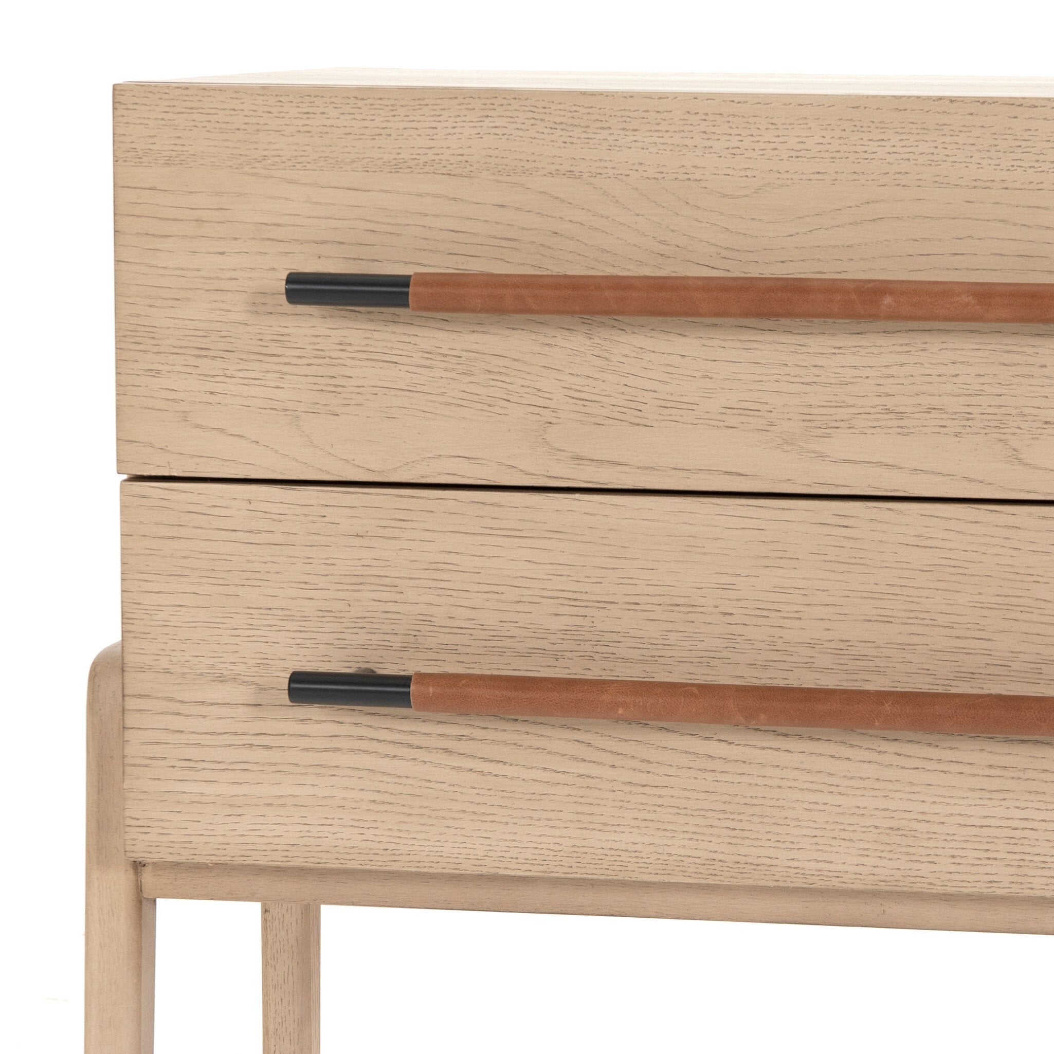 Four Hands Rosedale Nightstand — Yucca Oak Veneer-Chaps Sand-Gunmetal