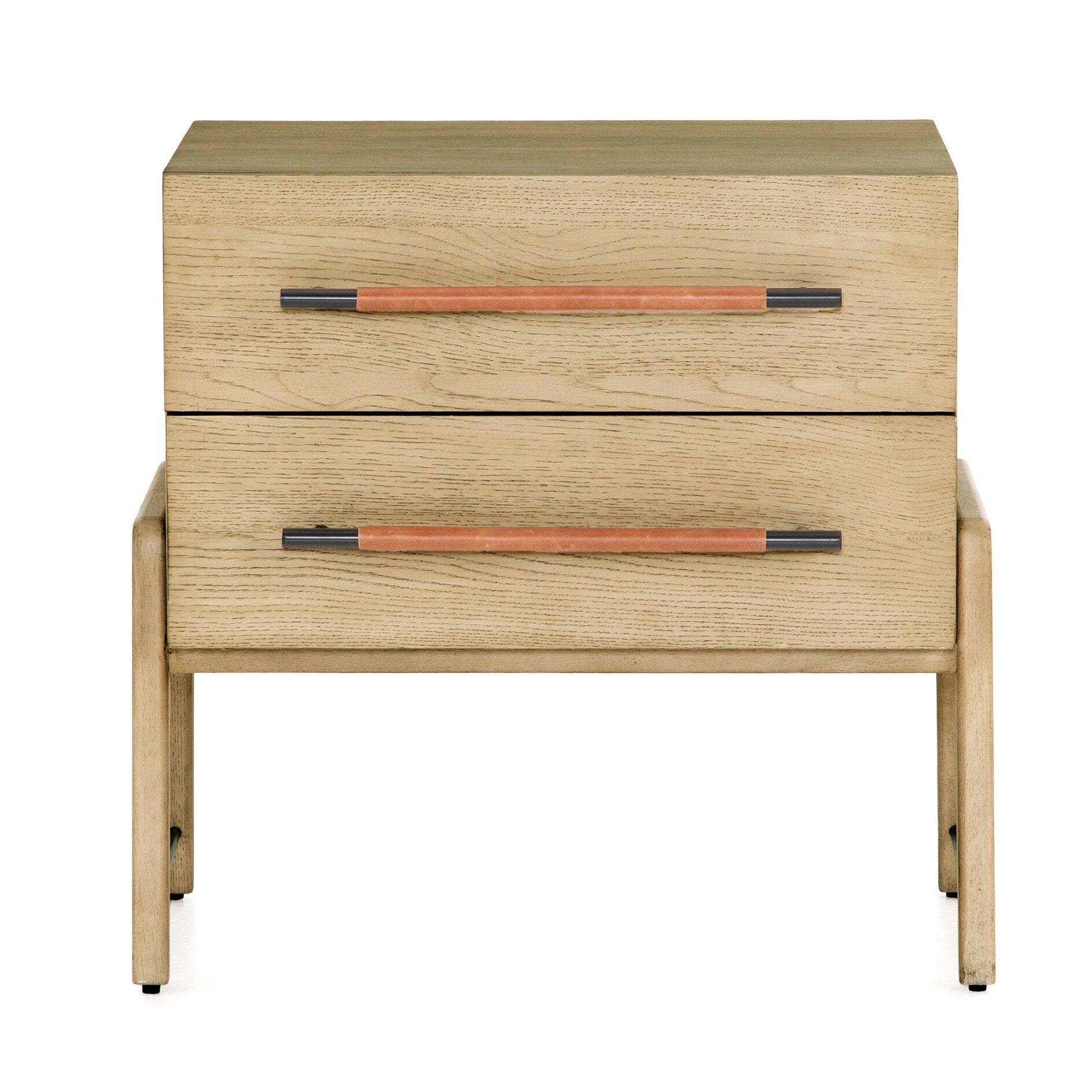 Four Hands Rosedale Nightstand — Yucca Oak Veneer-Chaps Sand-Gunmetal